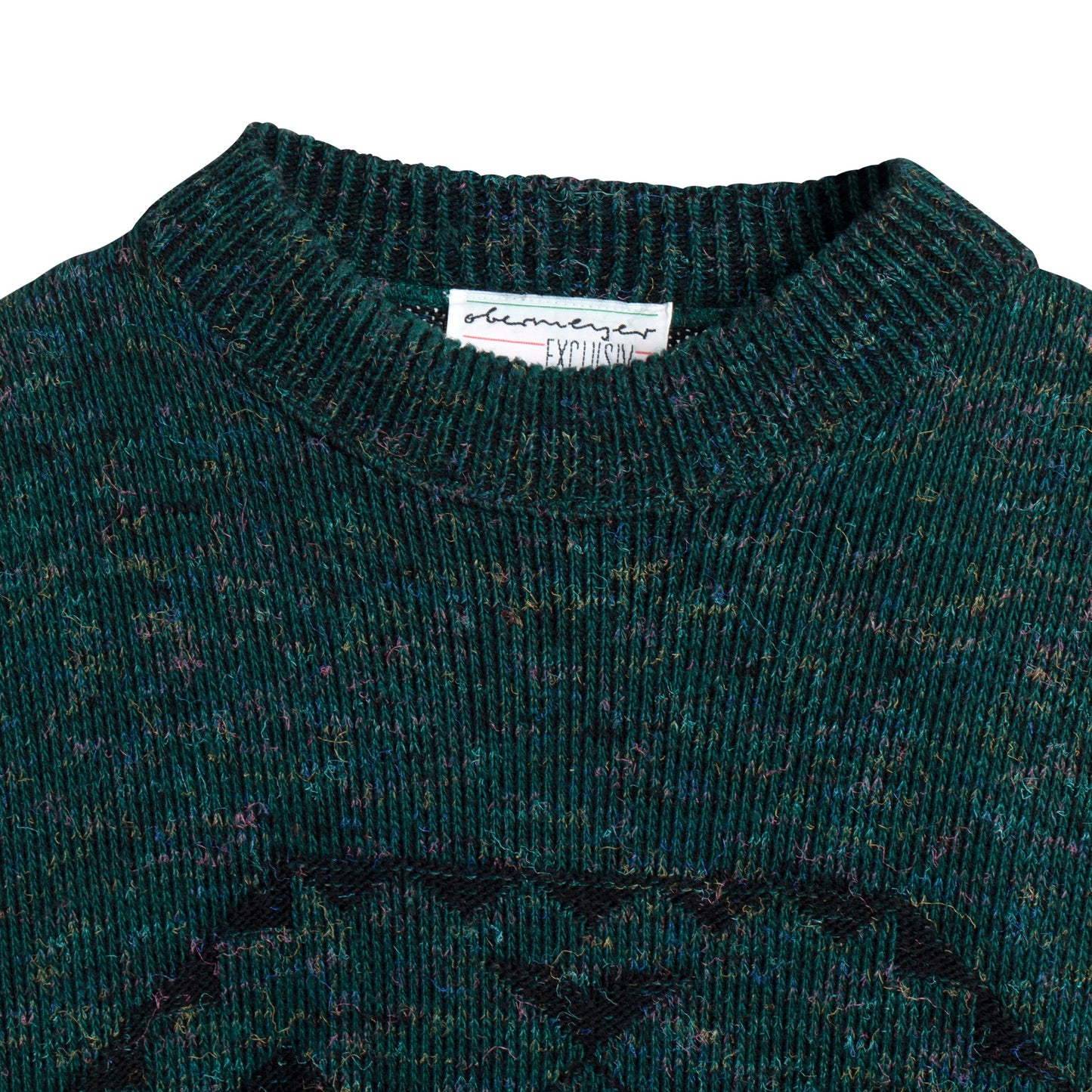 Intarsia Melange Wool 1x1 Rib Knit Studded Jumper