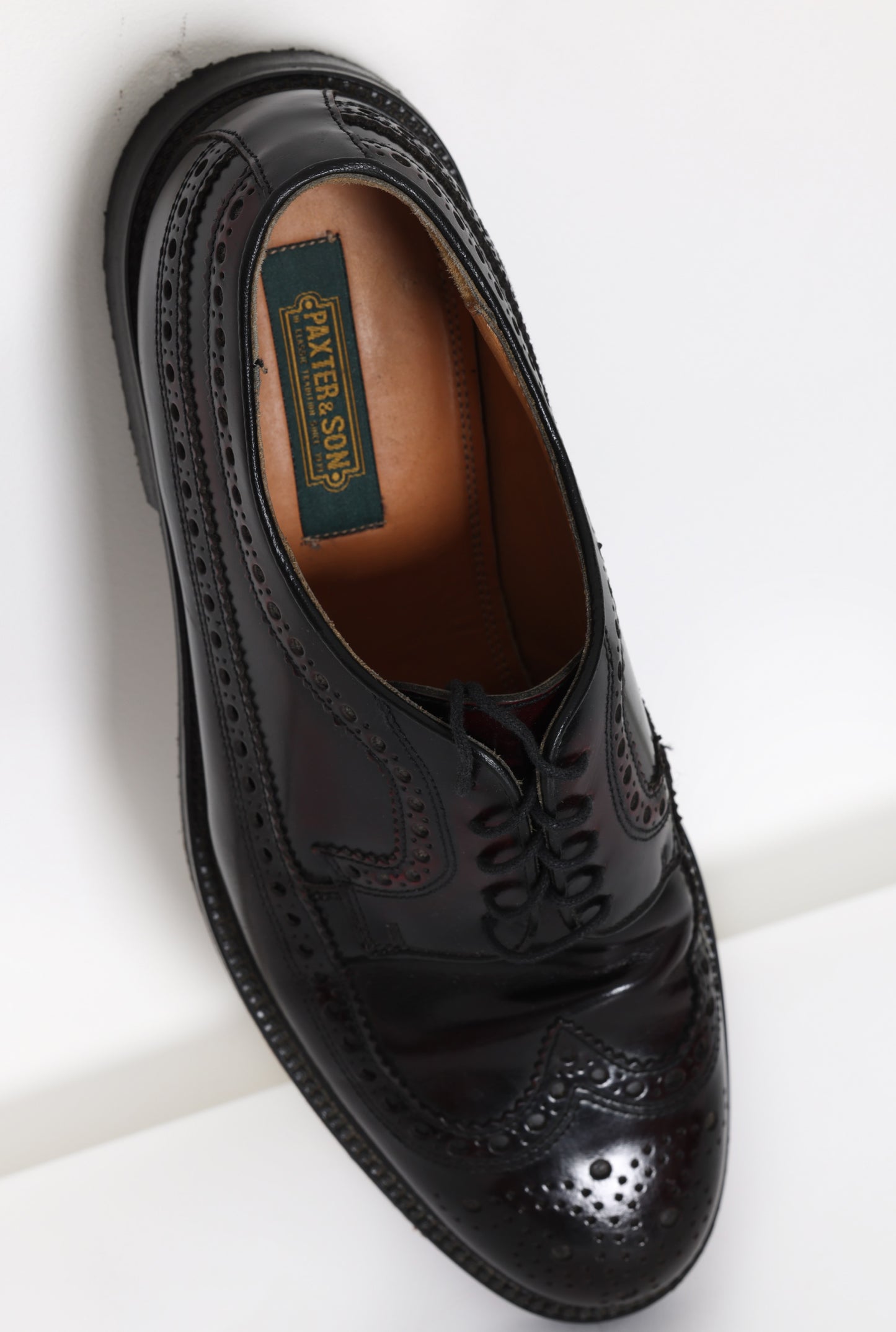 Oxblood Burnished Calfskin Longwing Brogue Derby with Goodyear Welt