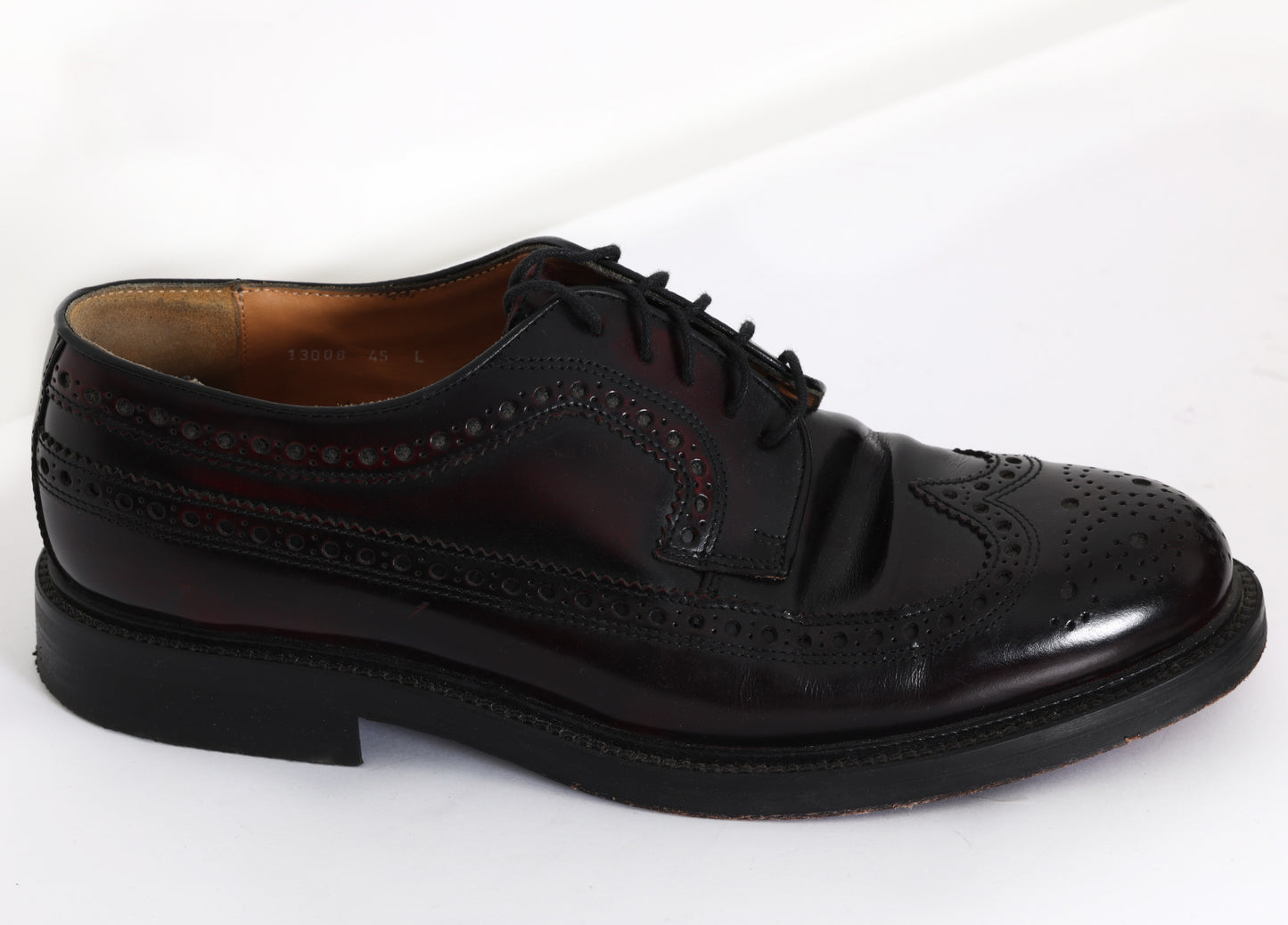 Oxblood Burnished Calfskin Longwing Brogue Derby with Goodyear Welt