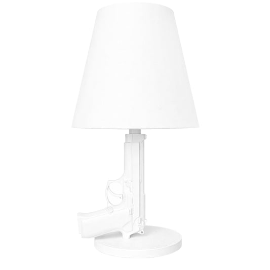 Table Lamp, Injection Molded Thermoplastic Pistol Form with Fabric Shade