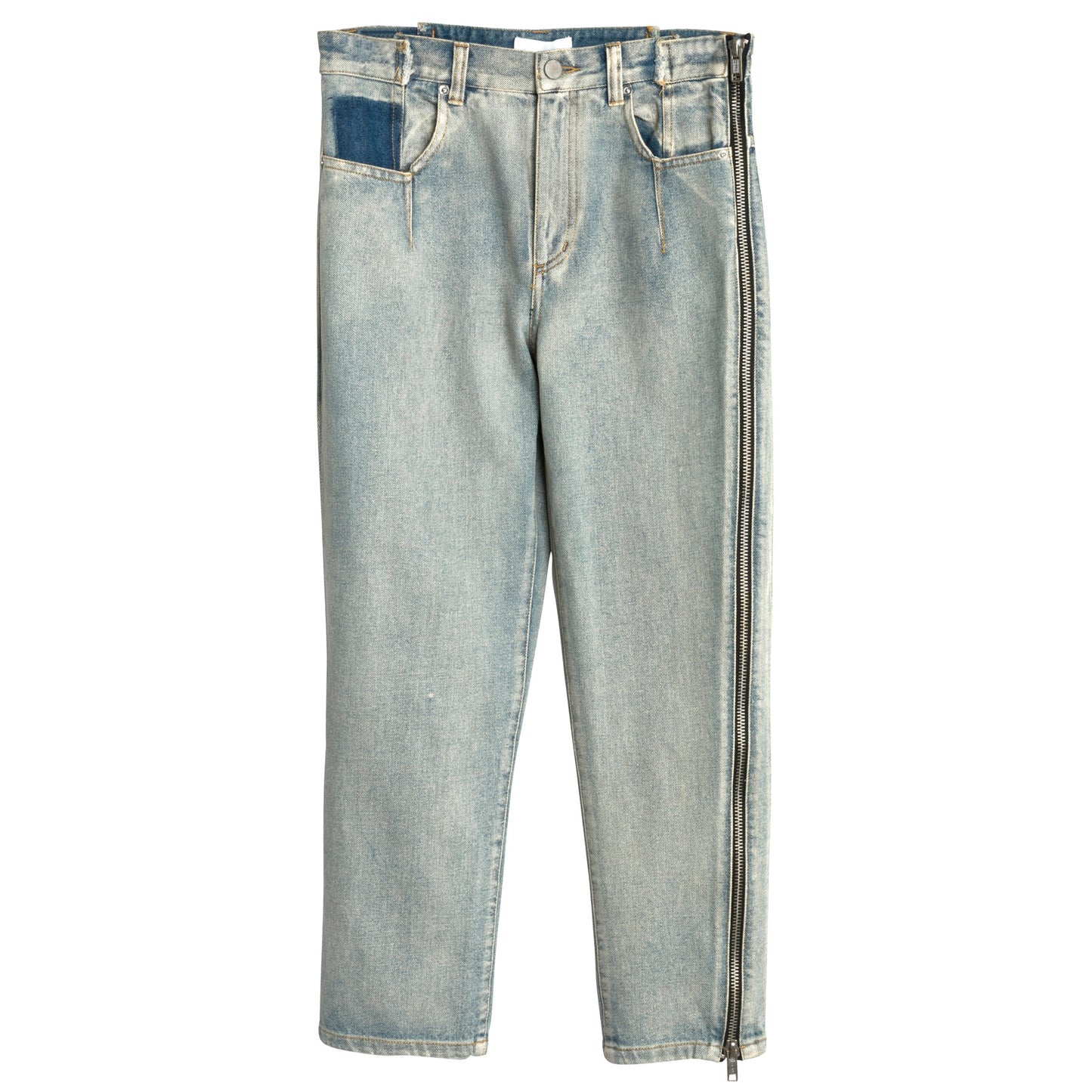 Washed Indigo Denim Weave Full Zip Jeans