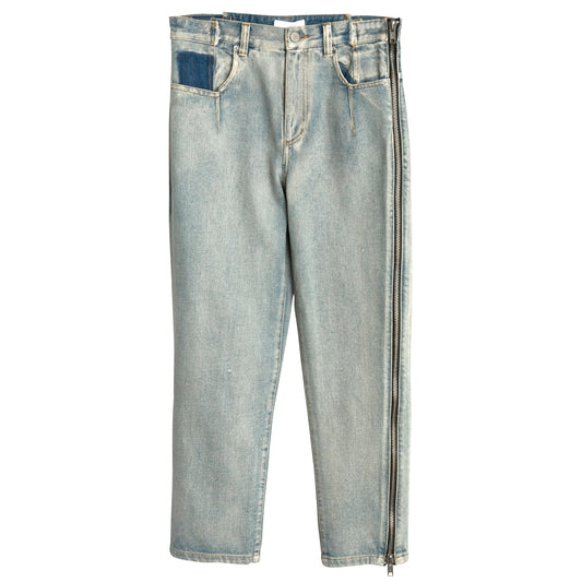 Washed Indigo Denim Weave Full Zip Jeans