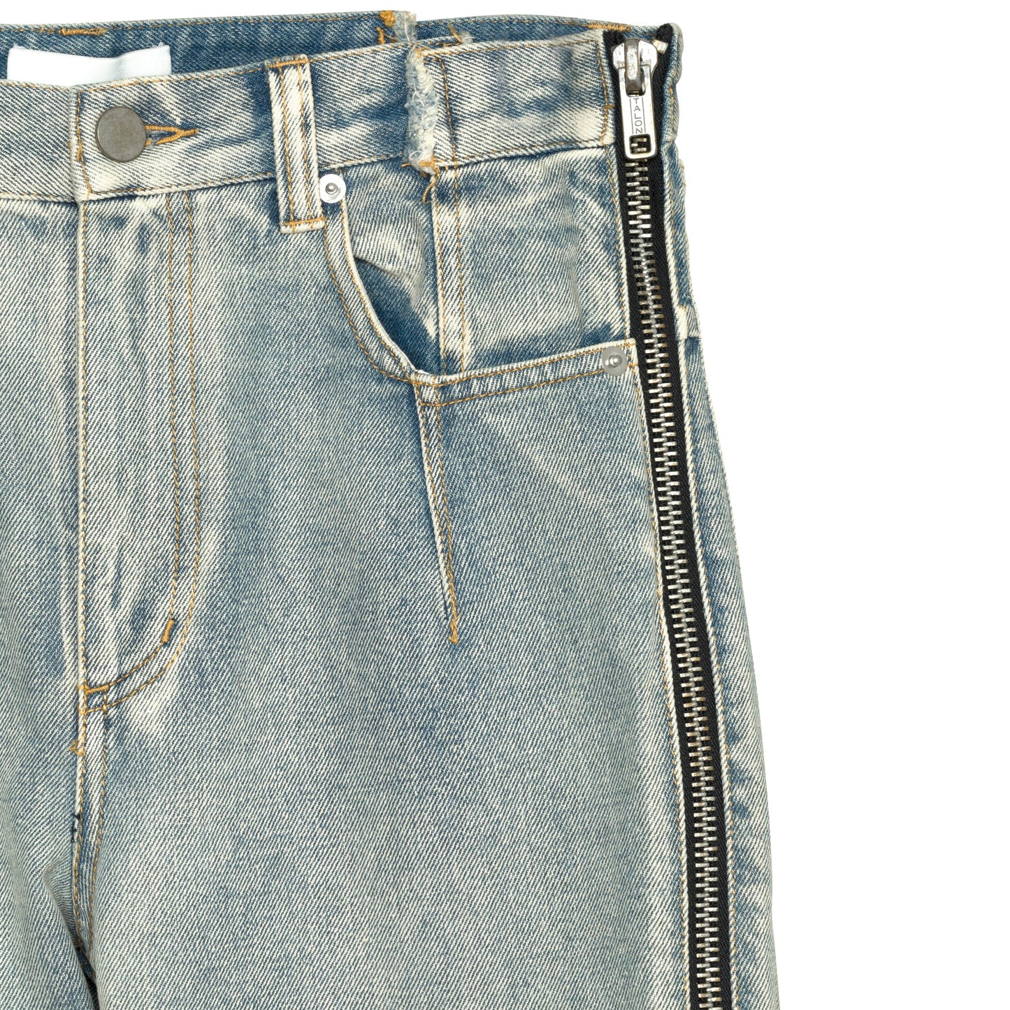 Washed Indigo Denim Weave Full Zip Jeans