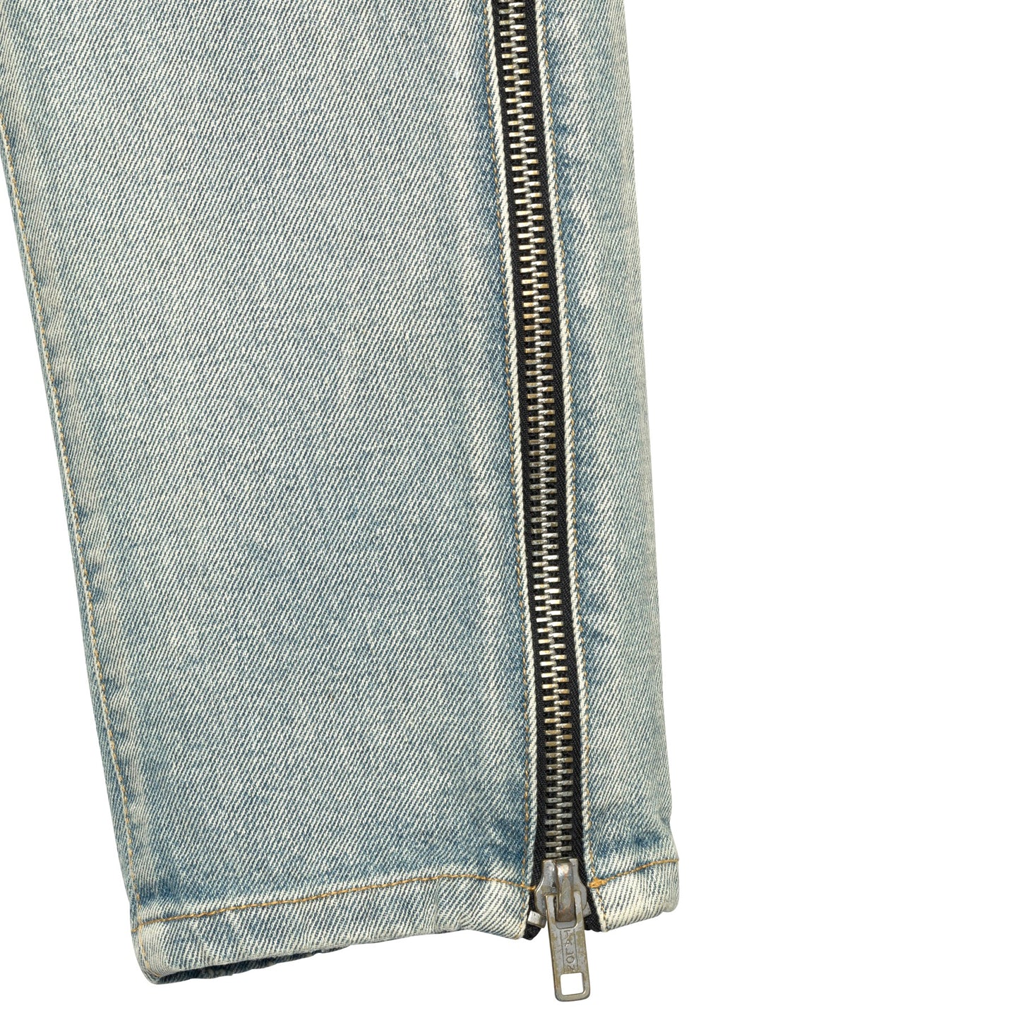 Washed Indigo Denim Weave Full Zip Jeans