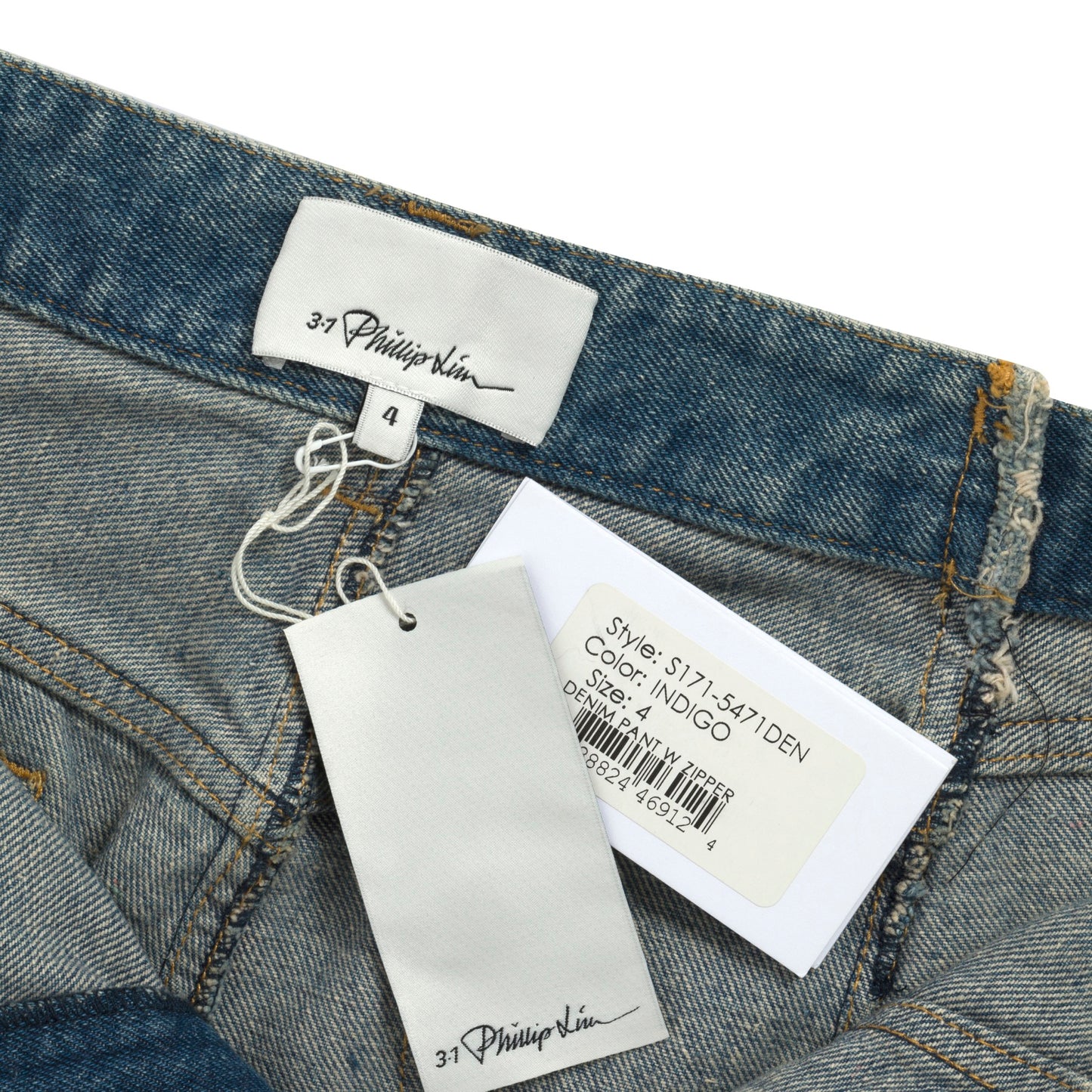 Washed Indigo Denim Weave Full Zip Jeans