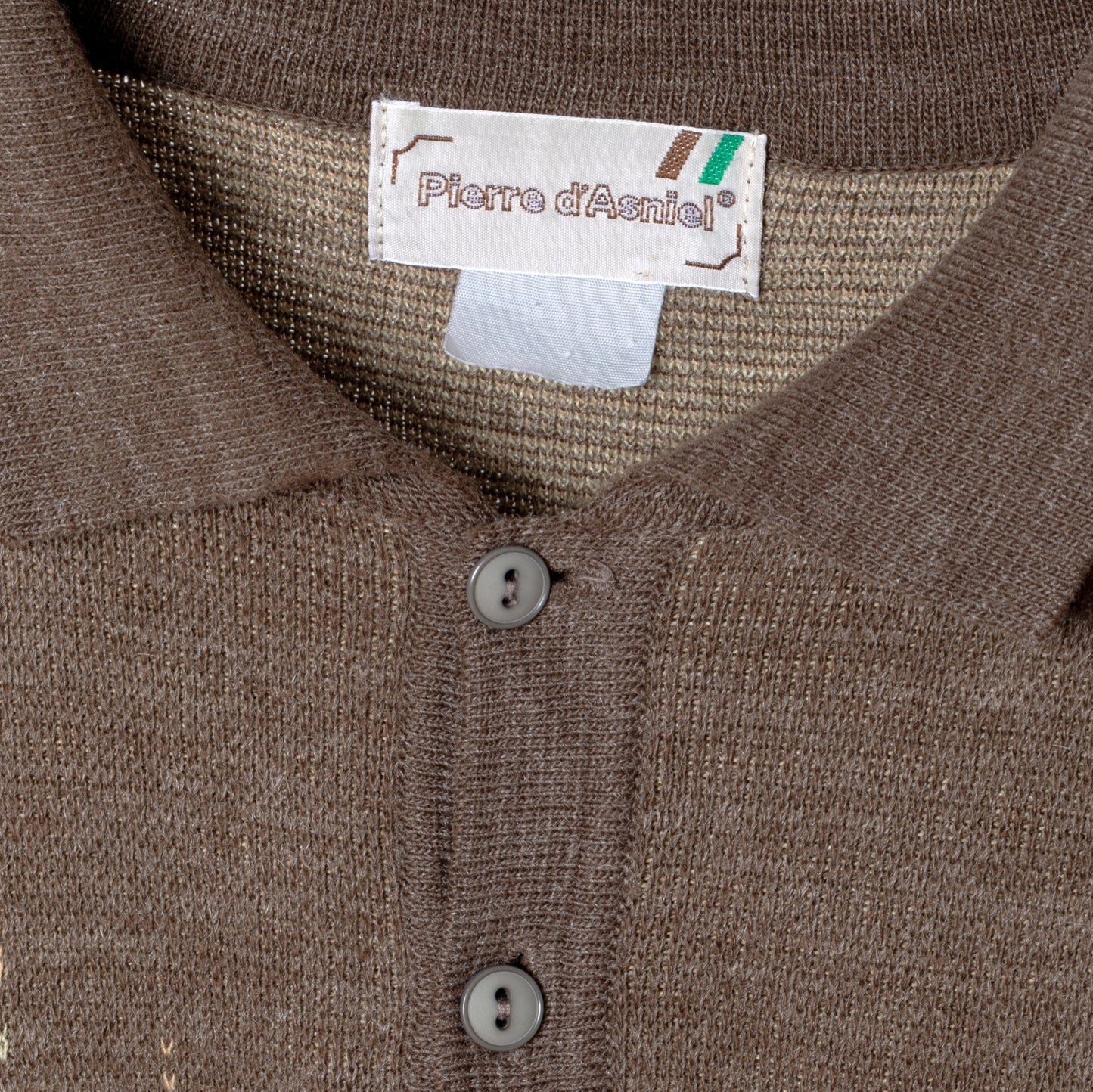 Jacquard Interlock Knit Wool Polo Sweater