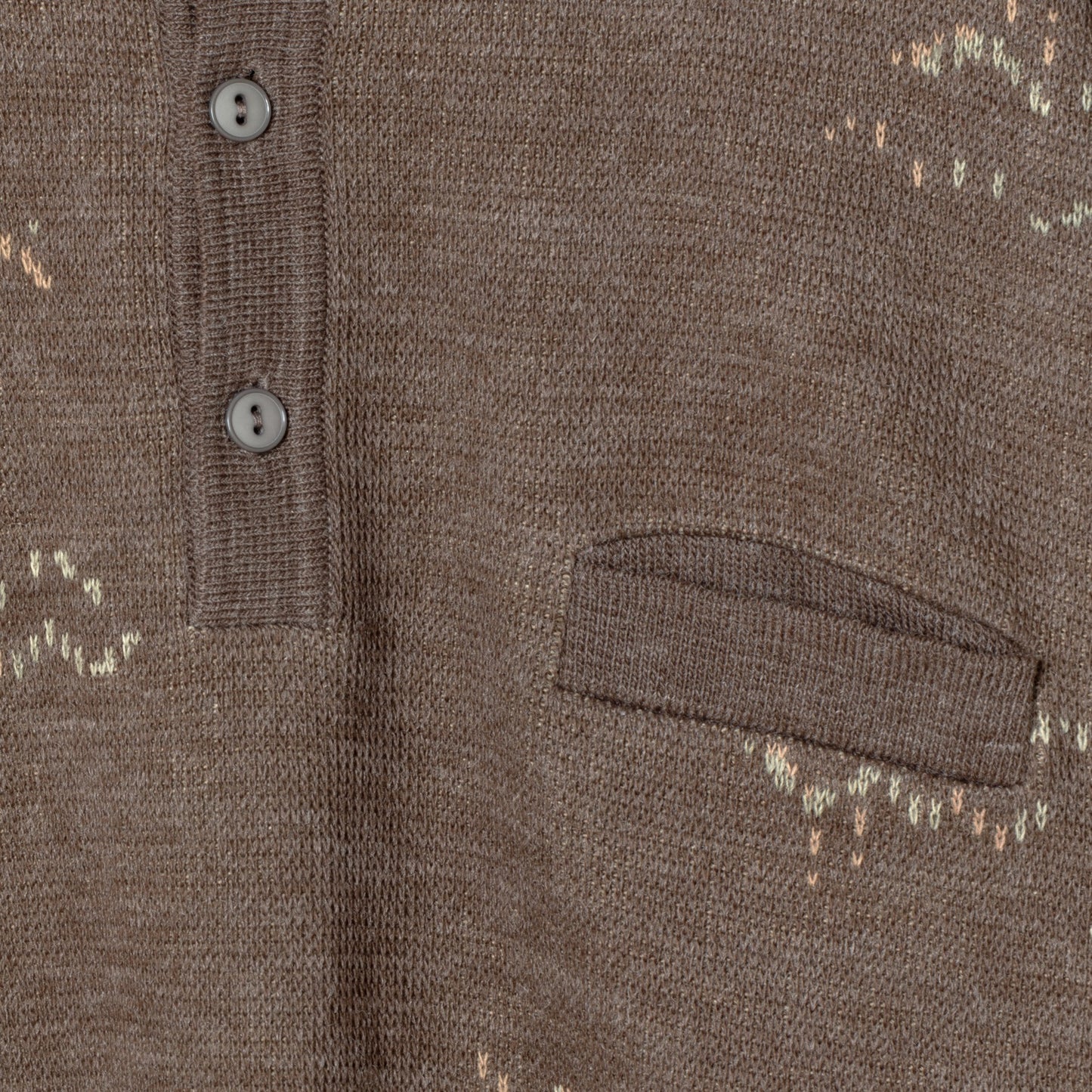 Jacquard Interlock Knit Wool Polo Sweater