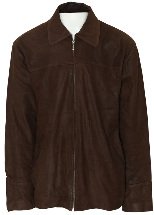 Post-1970 Leather Jacket, Turn-Down Collar, Minimal Paneling, Topstitched