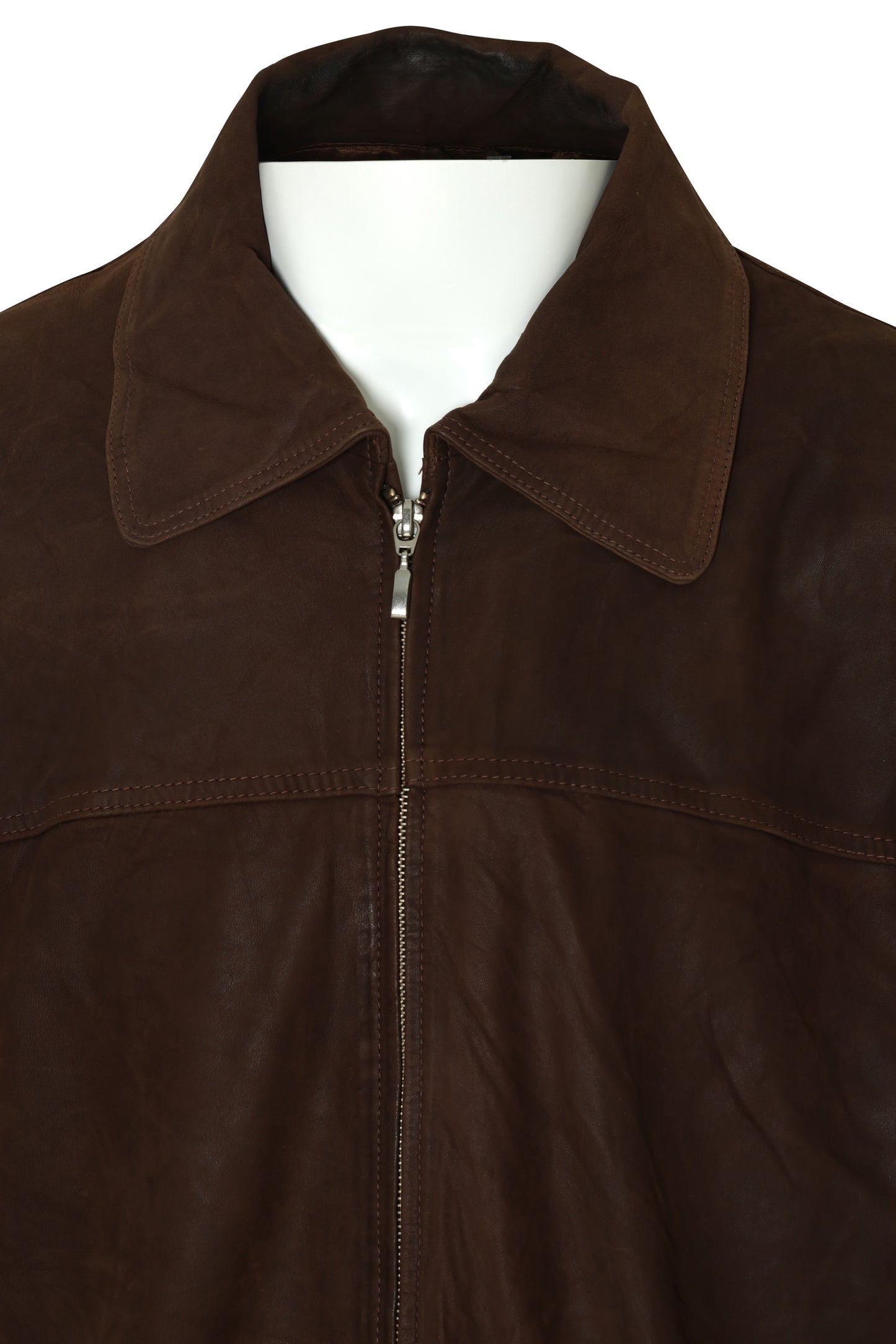 Post-1970 Leather Jacket, Turn-Down Collar, Minimal Paneling, Topstitched