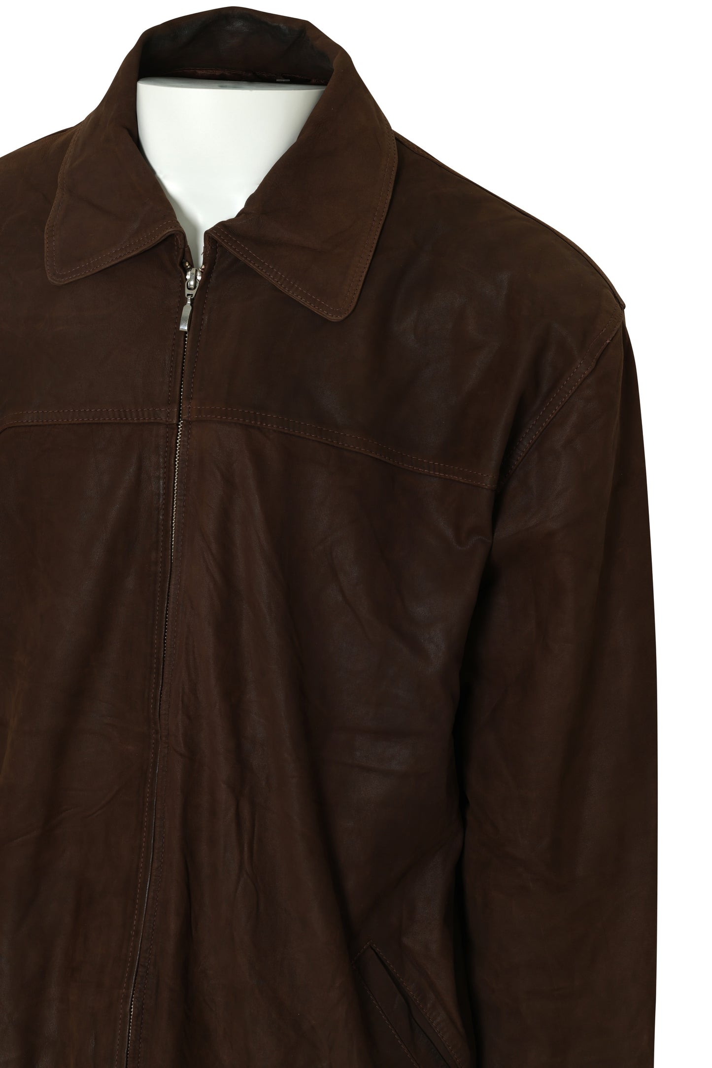 Post-1970 Leather Jacket, Turn-Down Collar, Minimal Paneling, Topstitched