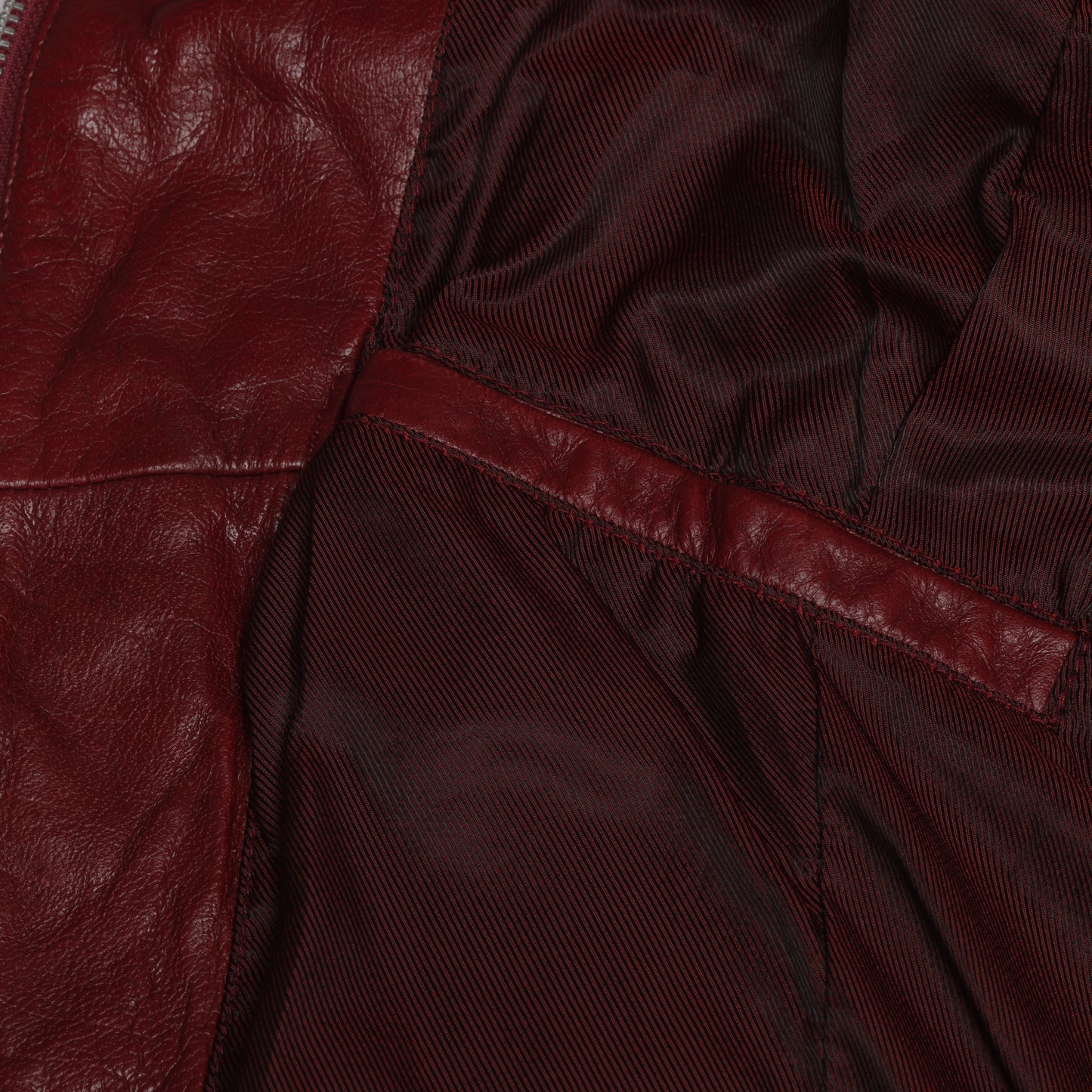 Post-1980 Pigment-Dyed Leather Zip Jacket, Vertical Panel Shaping, Knoxville Production