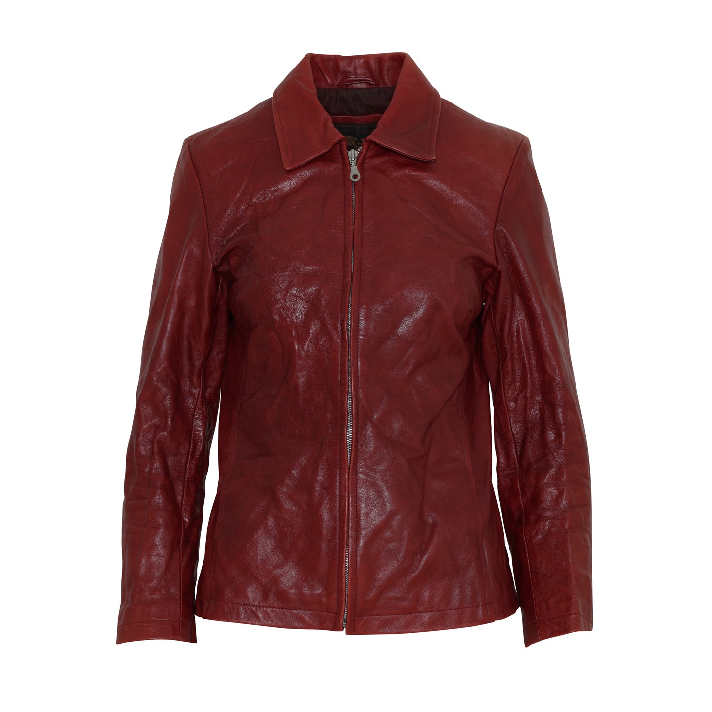 Post-1980 Pigment-Dyed Leather Zip Jacket, Vertical Panel Shaping, Knoxville Production