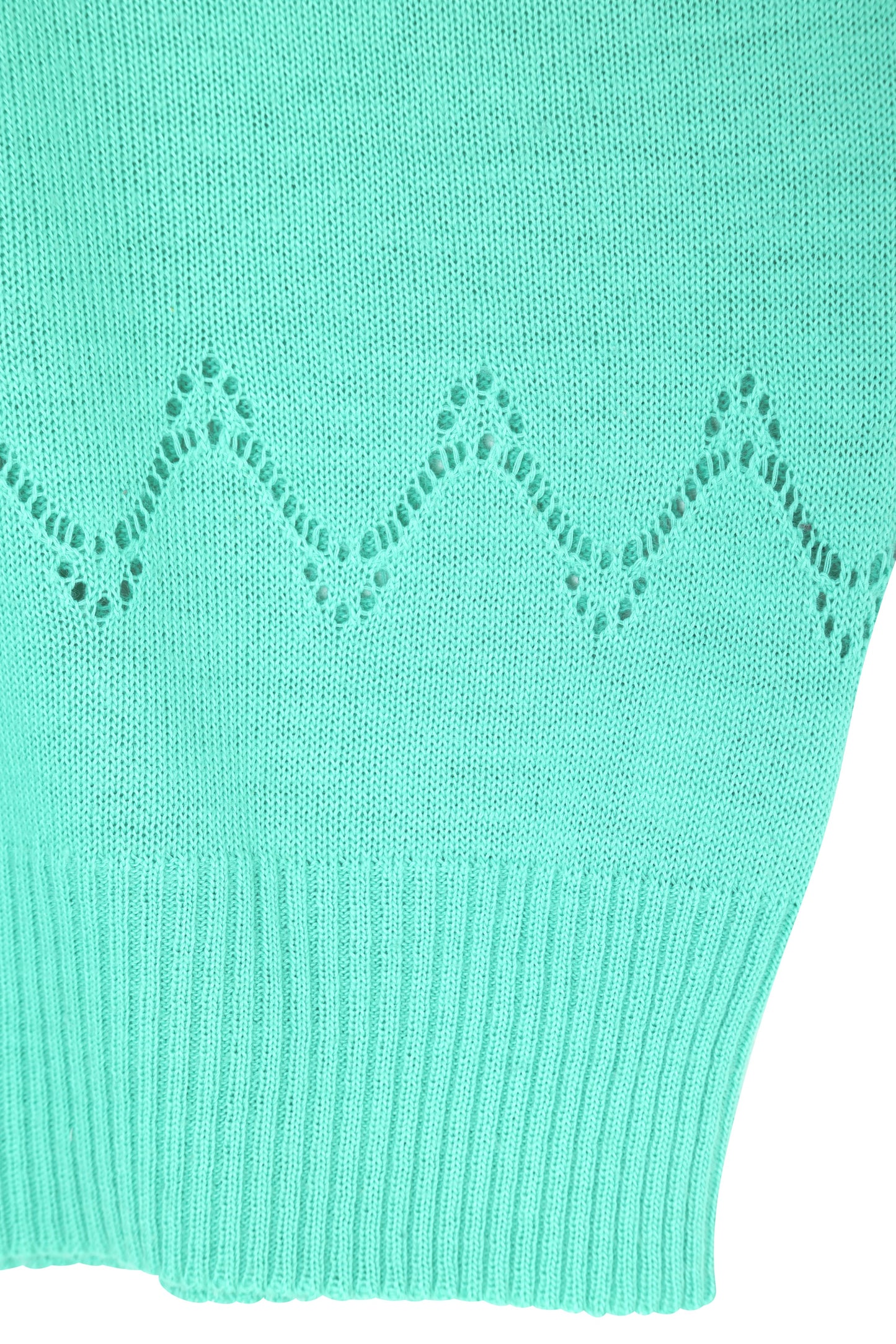 Post-1985, Tricot Fine-Gauge Pointelle Leisure Knit with Wavy Eyelet Bands