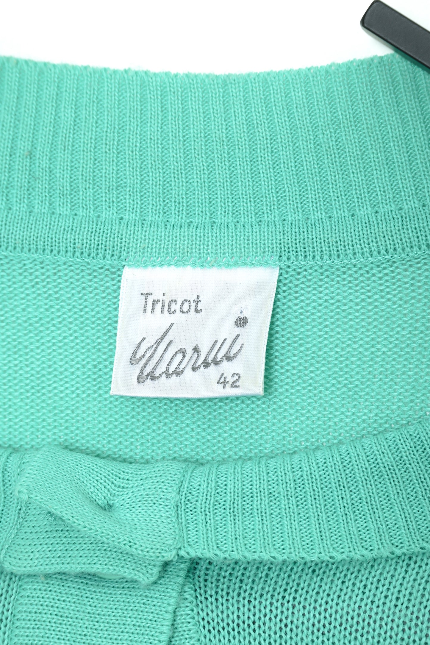 Post-1985, Tricot Fine-Gauge Pointelle Leisure Knit with Wavy Eyelet Bands