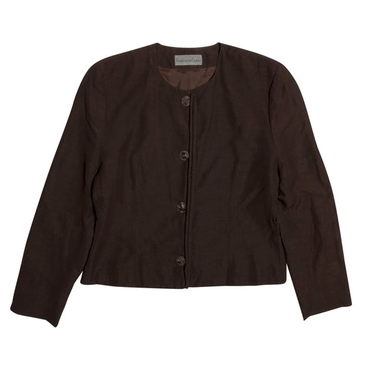 Crash Weave Linen Collarless Jacket