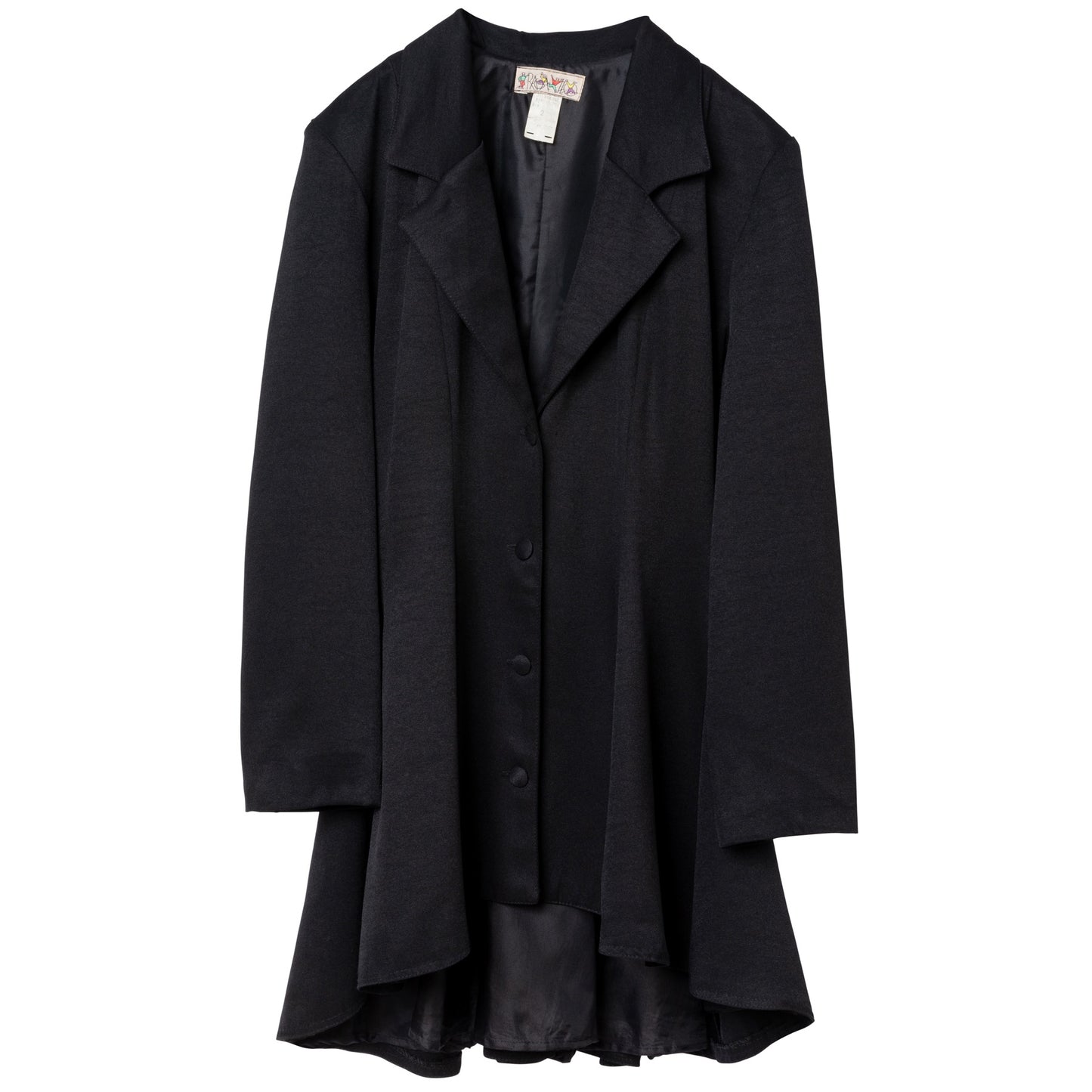 Twill Viscose Blend Wide Notch Lapel Swagger Coat