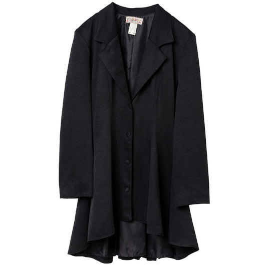 Twill Viscose Blend Wide Notch Lapel Swagger Coat