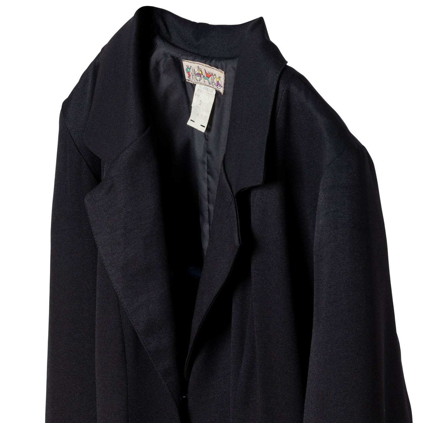 Twill Viscose Blend Wide Notch Lapel Swagger Coat