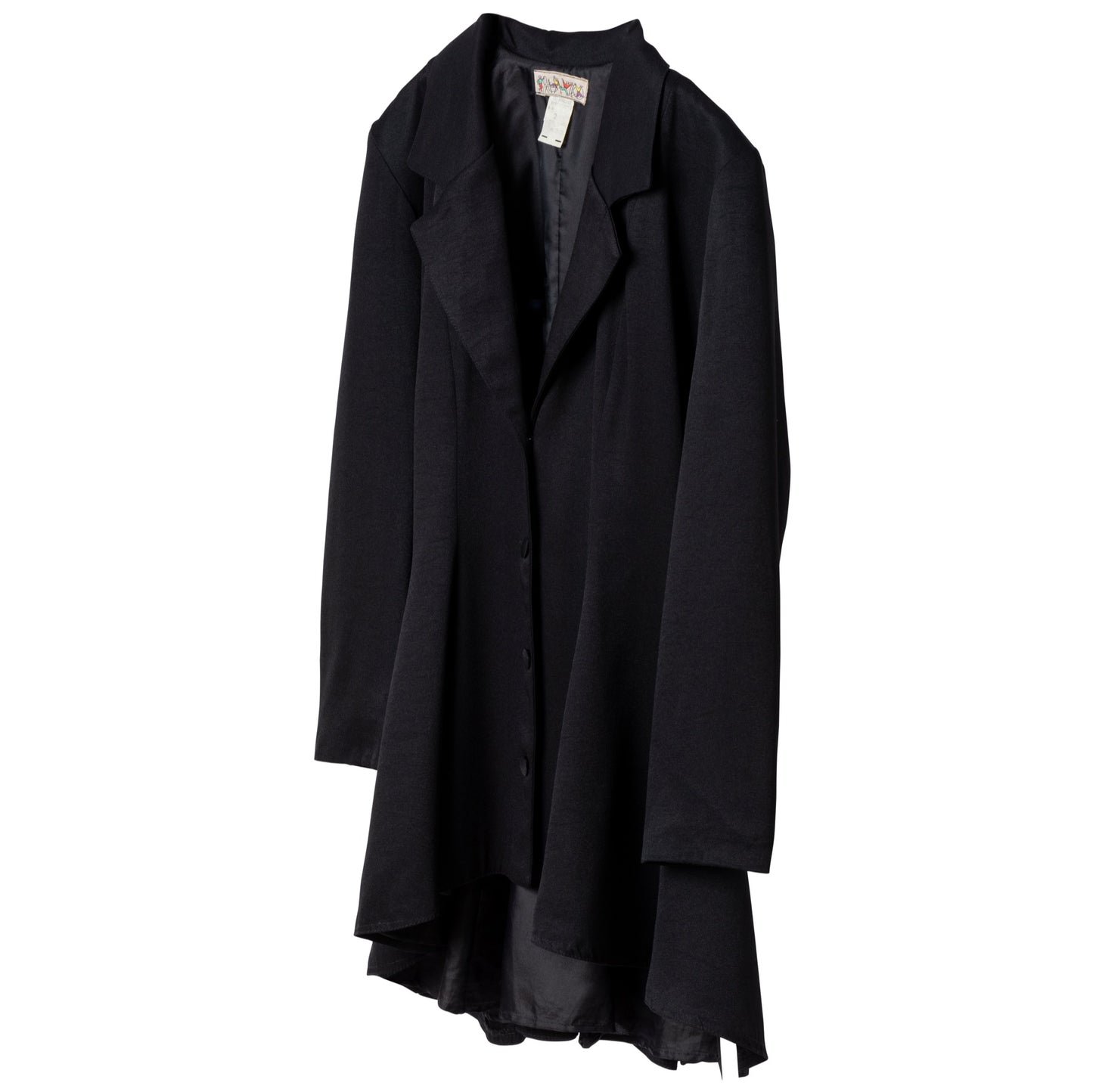 Twill Viscose Blend Wide Notch Lapel Swagger Coat