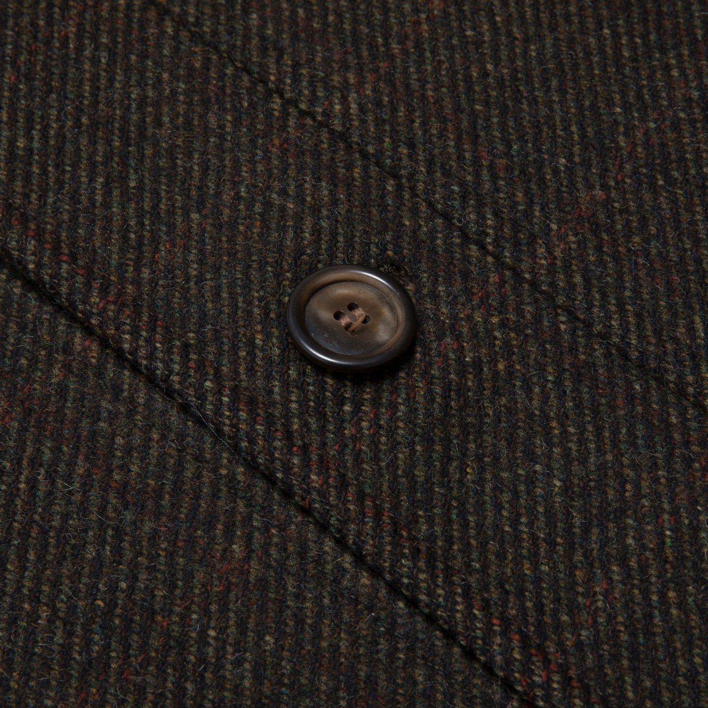 70s Shadow Windowpane Tweed Military Overcoat