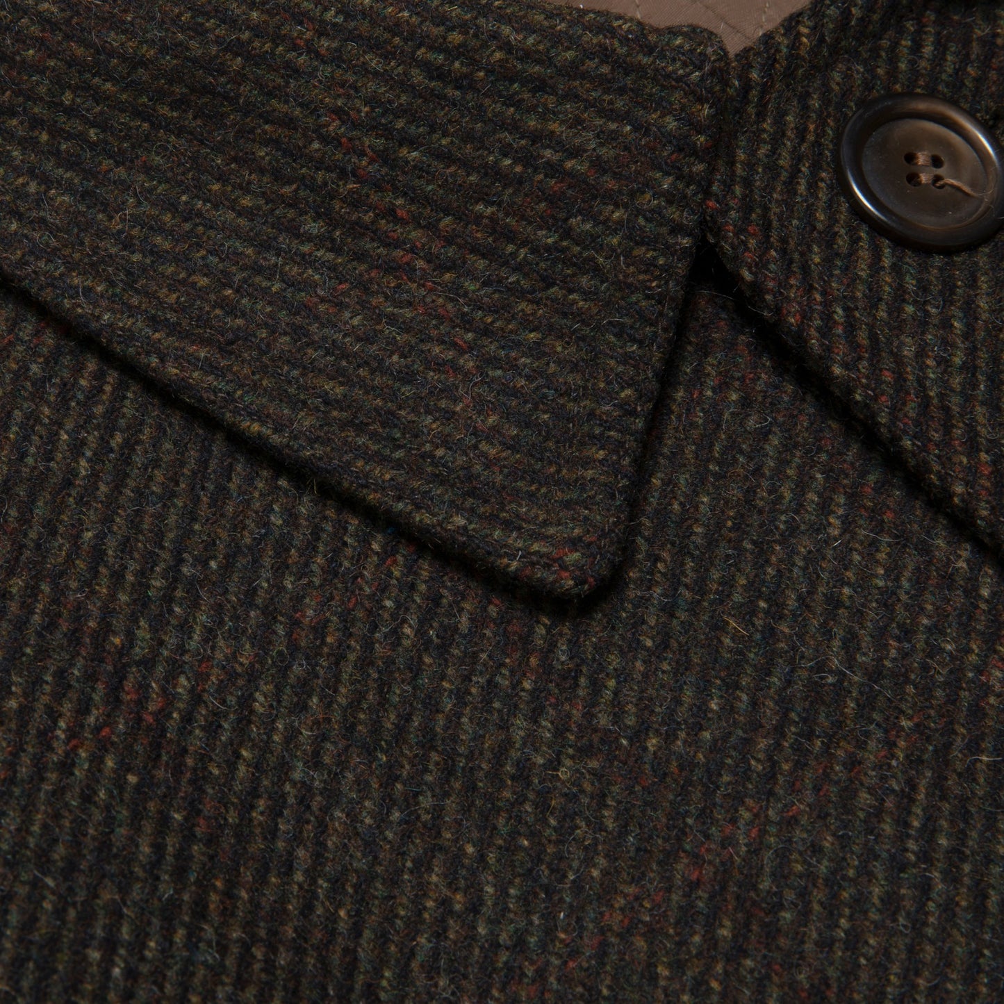 70s Shadow Windowpane Tweed Military Overcoat