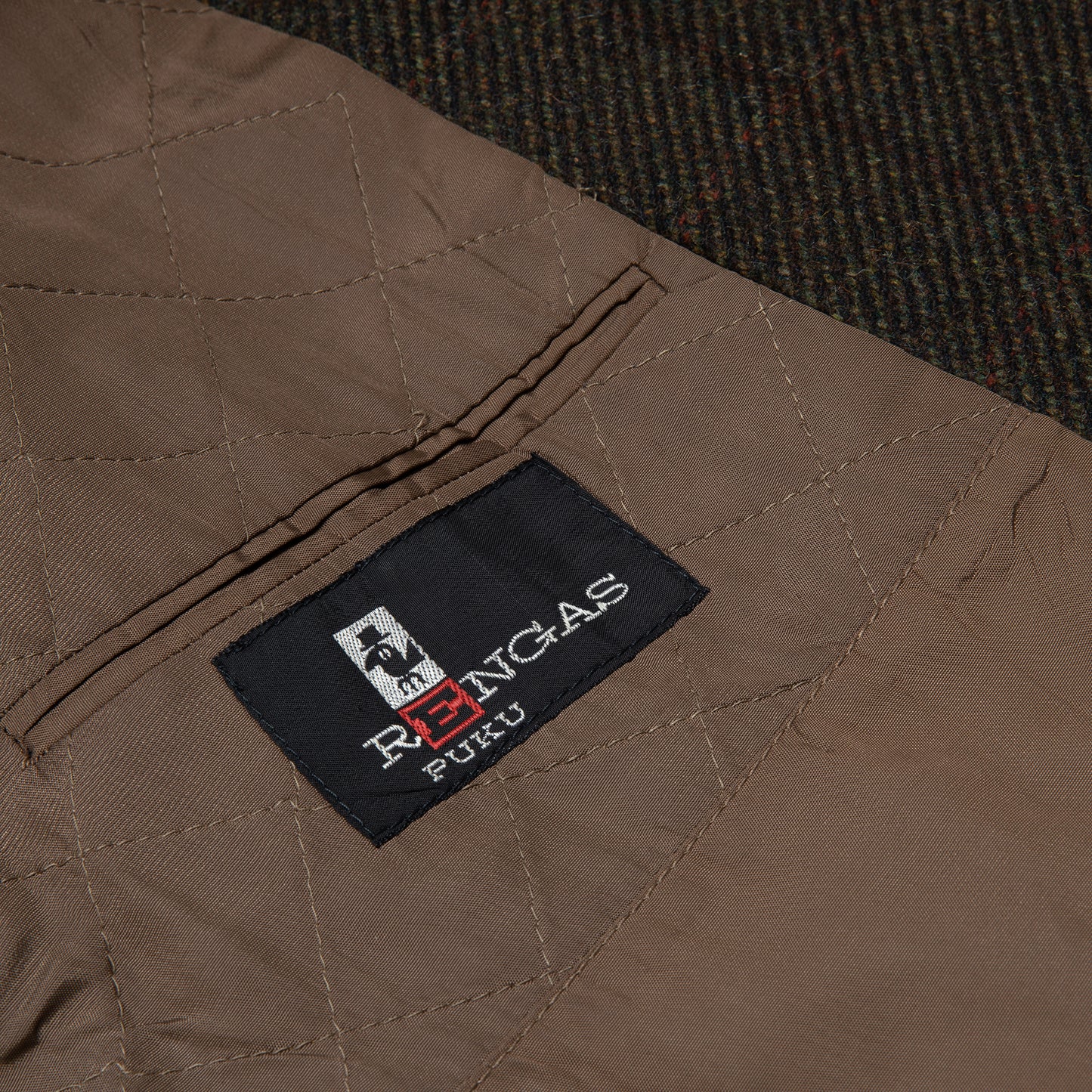 70s Shadow Windowpane Tweed Military Overcoat