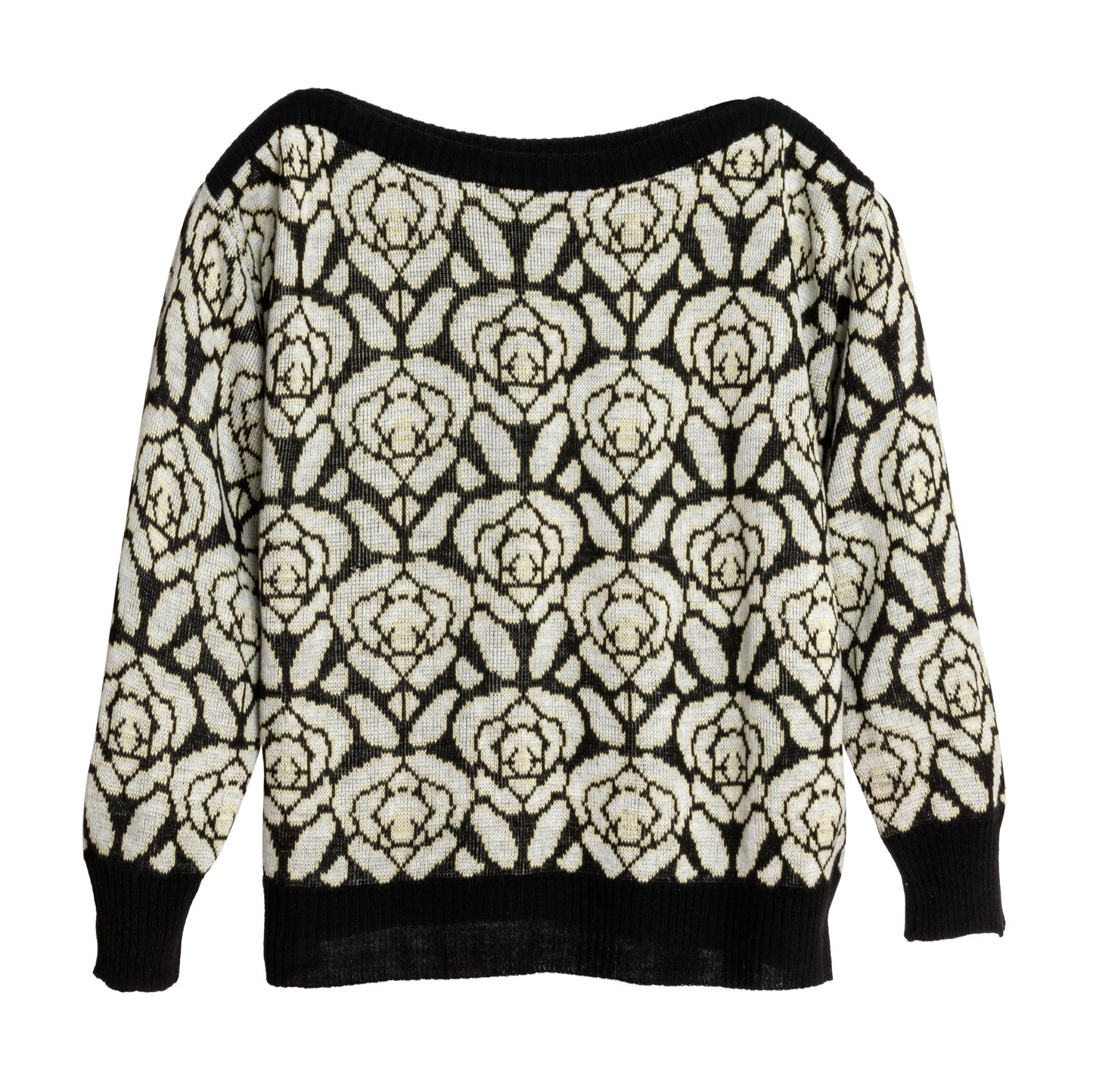 Intarsia Wool Ribbed Saddle Shoulder Jumper
