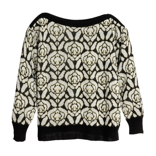 Intarsia Wool Ribbed Saddle Shoulder Jumper