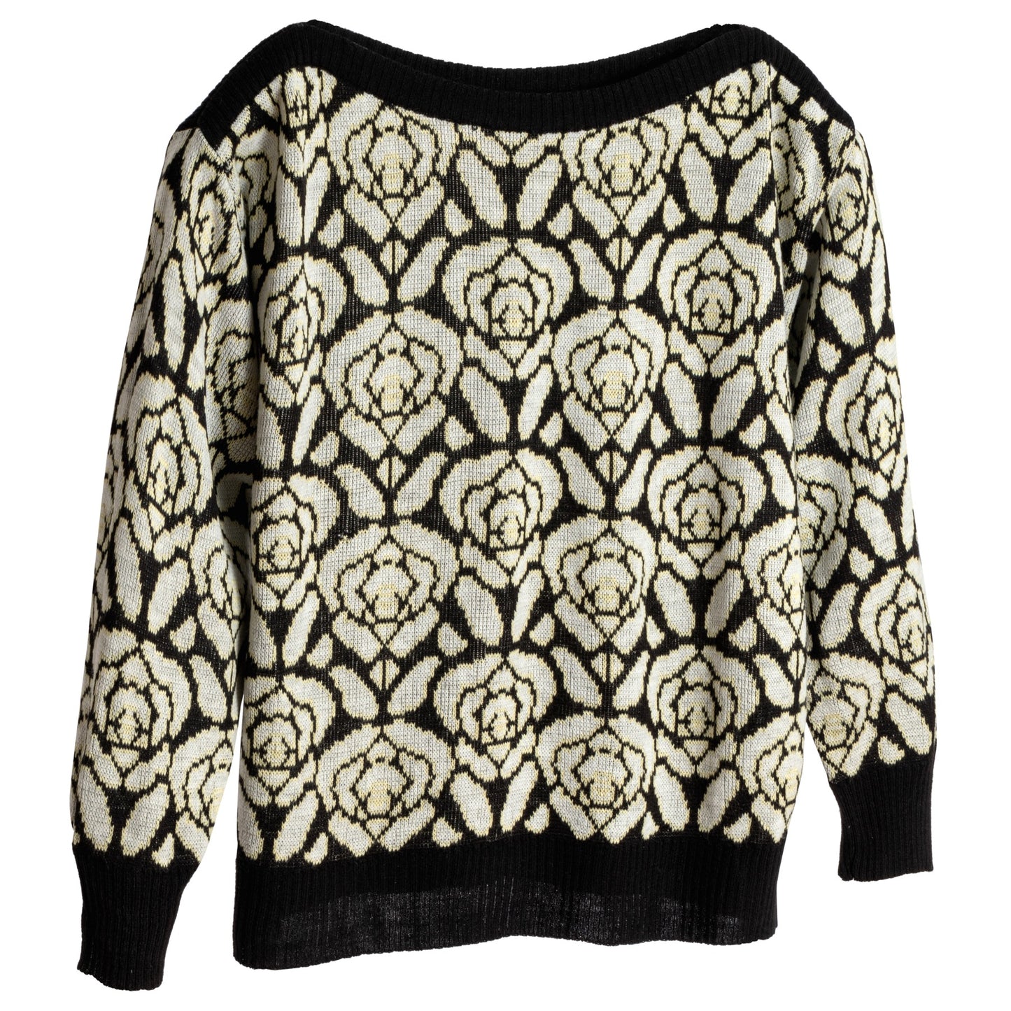 Intarsia Wool Ribbed Saddle Shoulder Jumper
