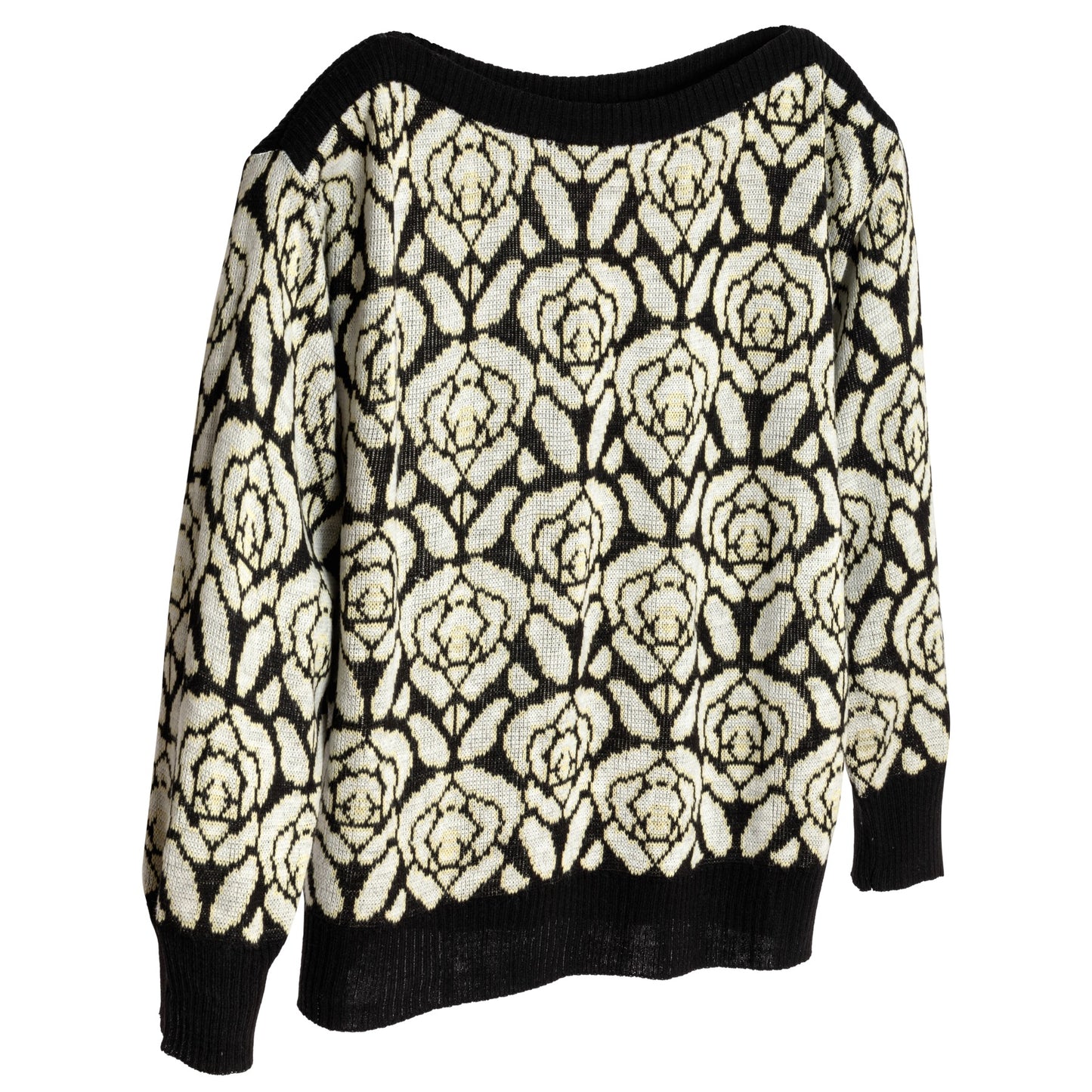 Intarsia Wool Ribbed Saddle Shoulder Jumper