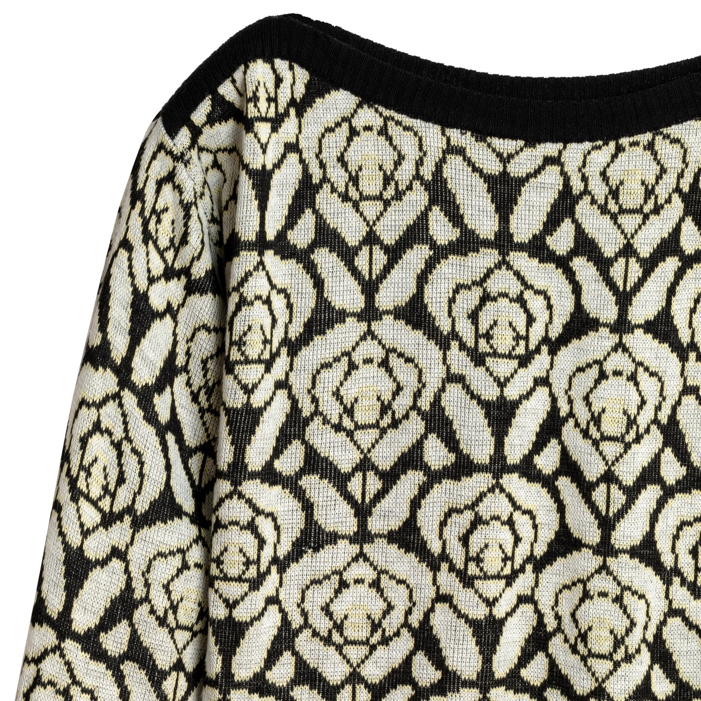 Intarsia Wool Ribbed Saddle Shoulder Jumper