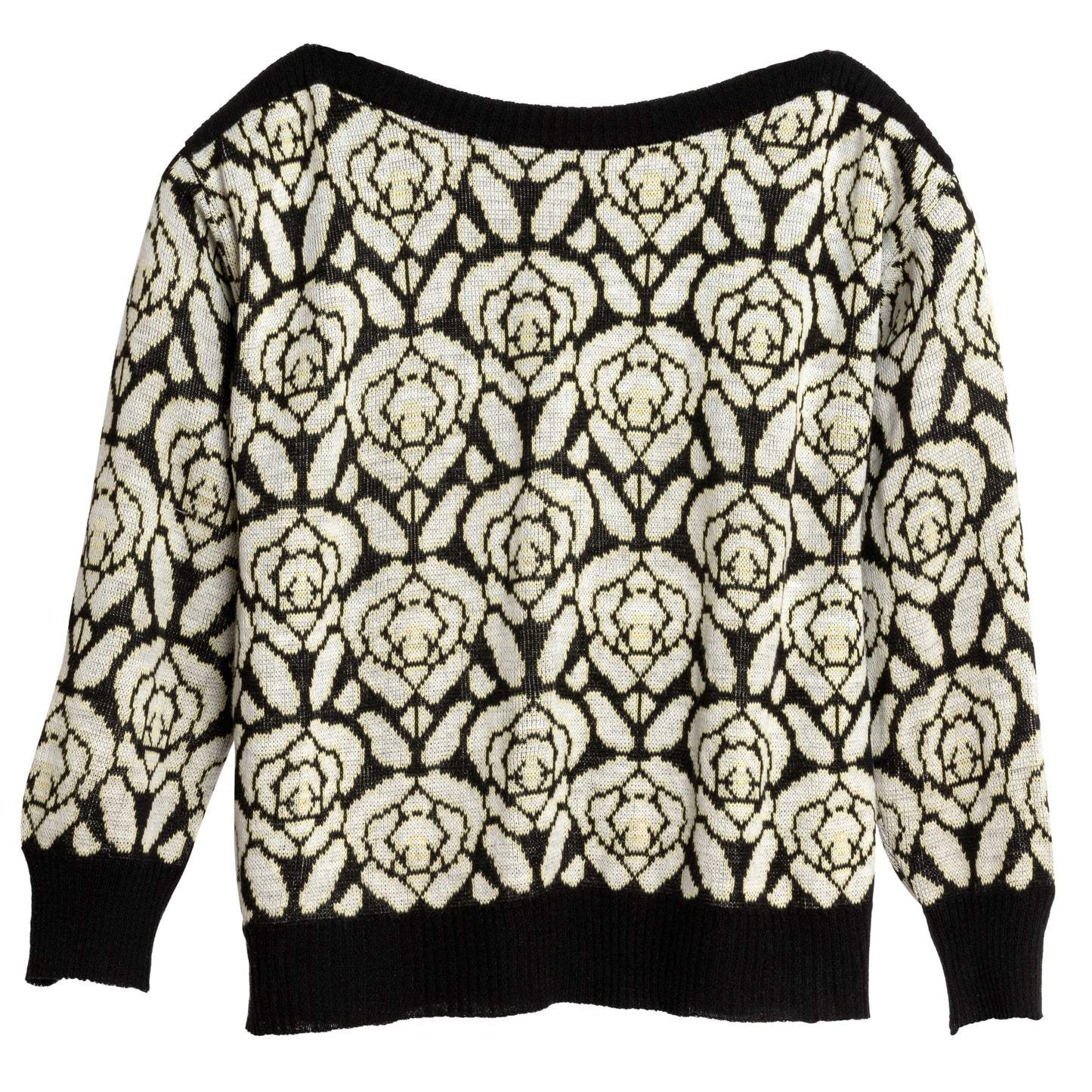 Intarsia Wool Ribbed Saddle Shoulder Jumper