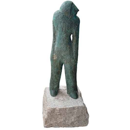 "Sockelfigur", Bronze Figure with Blue Patina on Granite Base, 1991