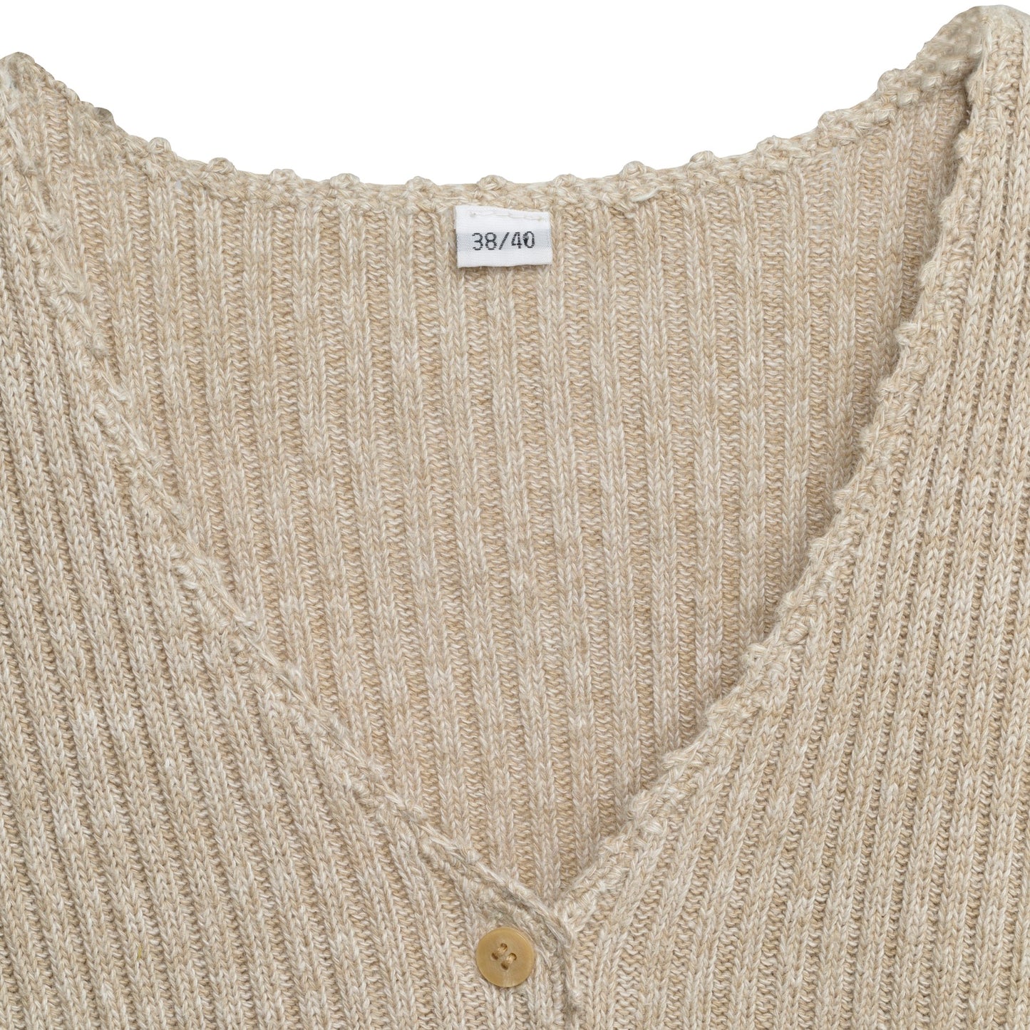 2x2 Rib Stitch Ramie Blend Scallop V-Neck Vest