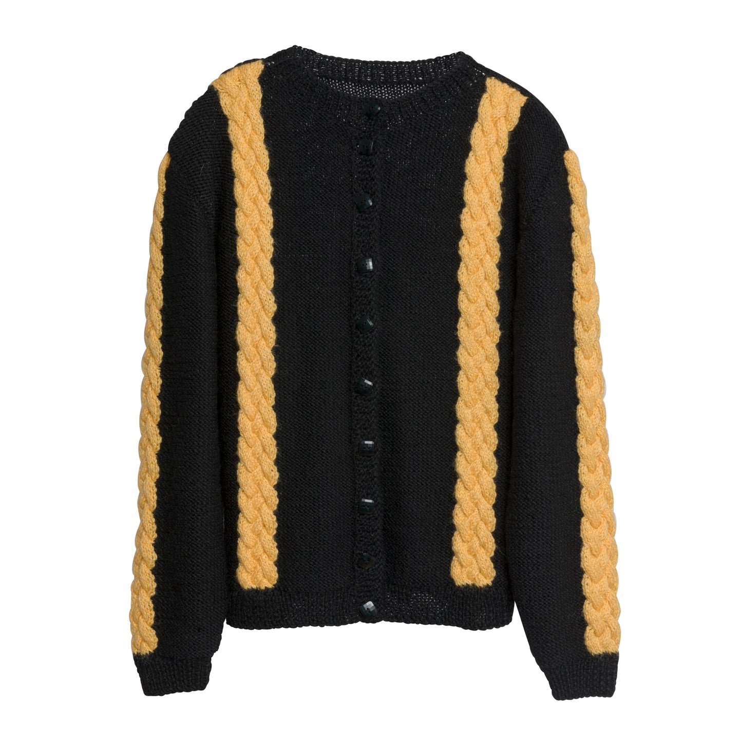 Alpaca Cable Plaited Knit Crew Neck Cardigan