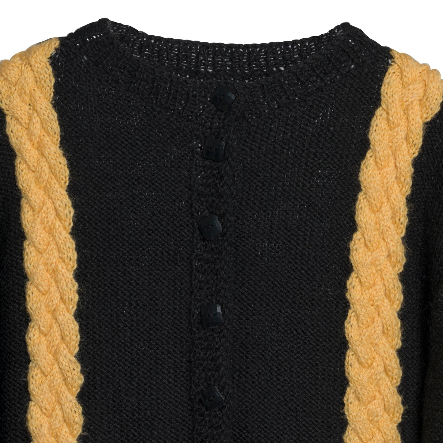 Alpaca Cable Plaited Knit Crew Neck Cardigan