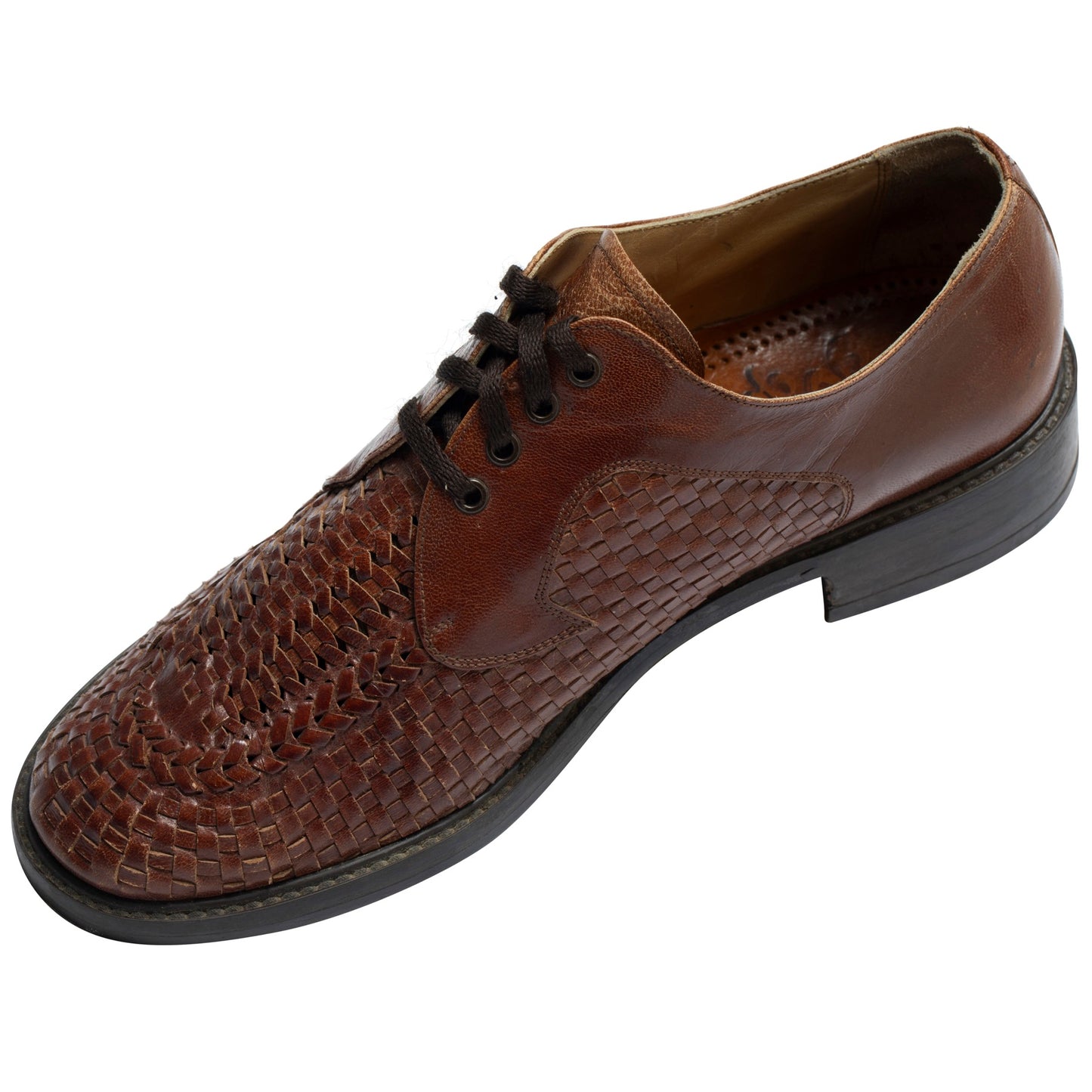 Vintage, 1960s, Handwoven, Light Glaze, Open Lacing, Summer Derby