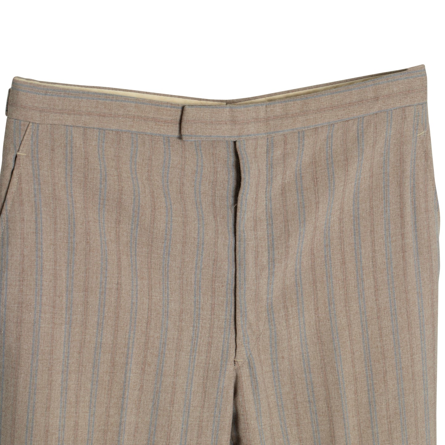 70s, Linen-Wool Blend, Pinstripe Weave, Extended Tab Closure