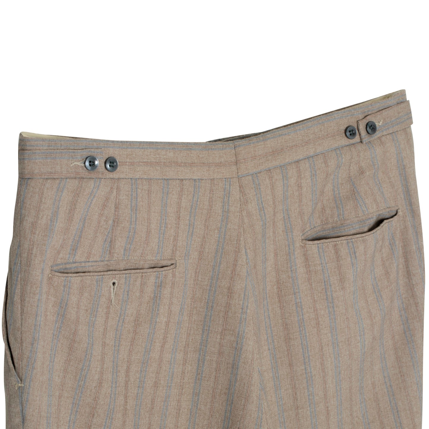 70s, Linen-Wool Blend, Pinstripe Weave, Extended Tab Closure