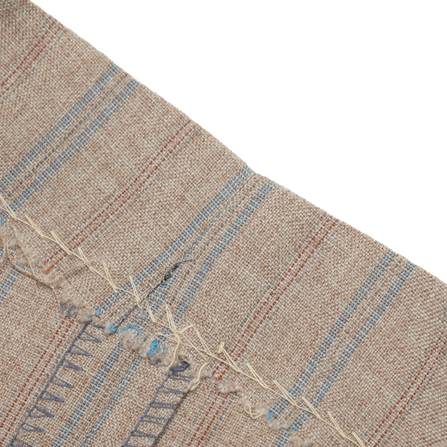 70s, Linen-Wool Blend, Pinstripe Weave, Extended Tab Closure