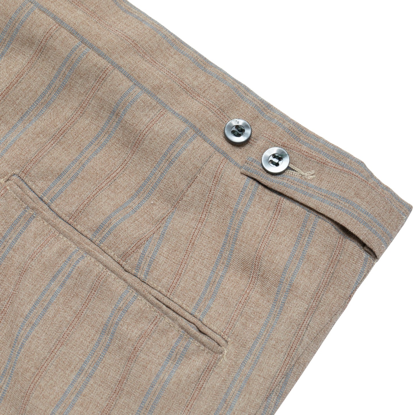 70s, Linen-Wool Blend, Pinstripe Weave, Extended Tab Closure