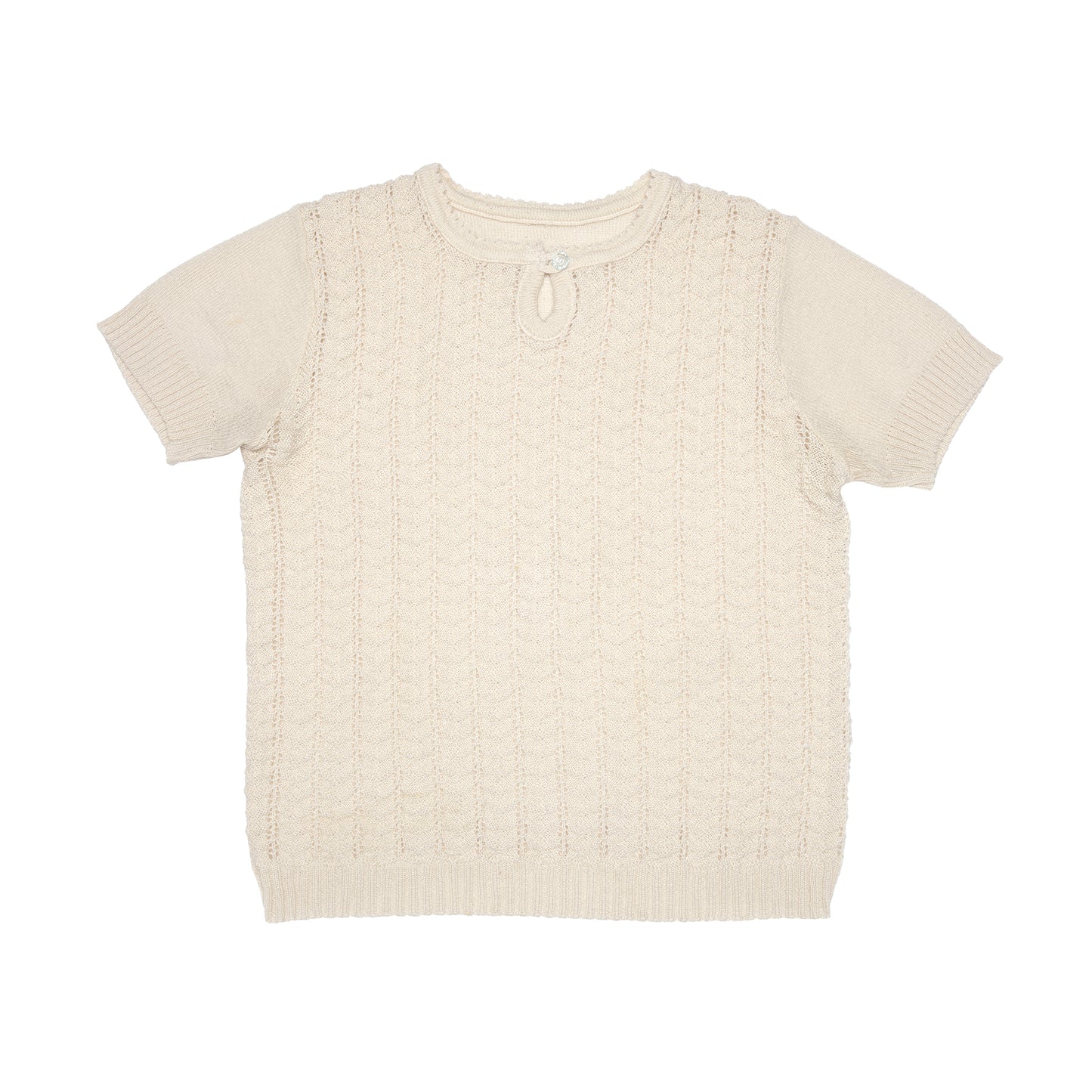 Edwardian Open Lacework Scalloped Rib Keyhole T Sweater