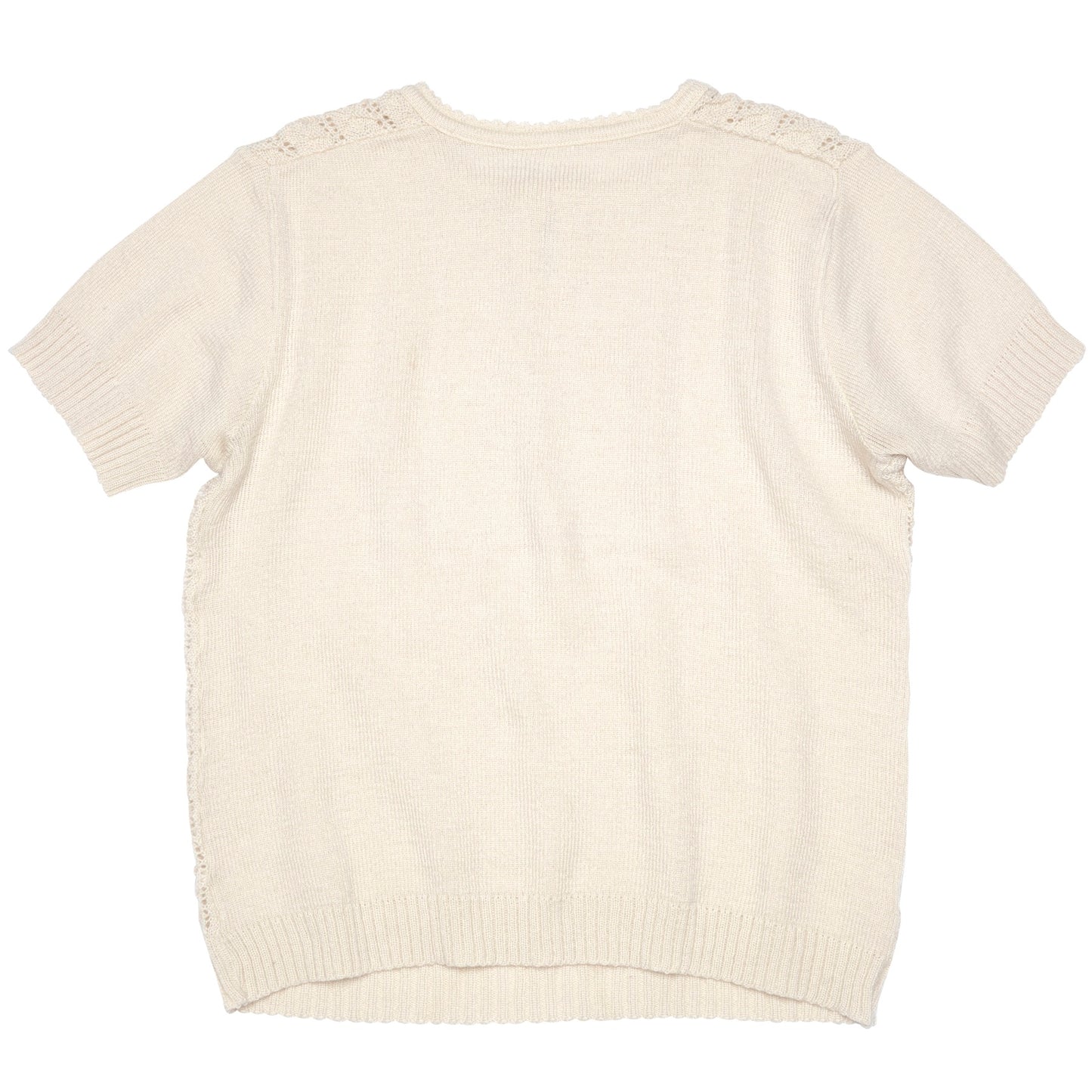 Edwardian Open Lacework Scalloped Rib Keyhole T Sweater