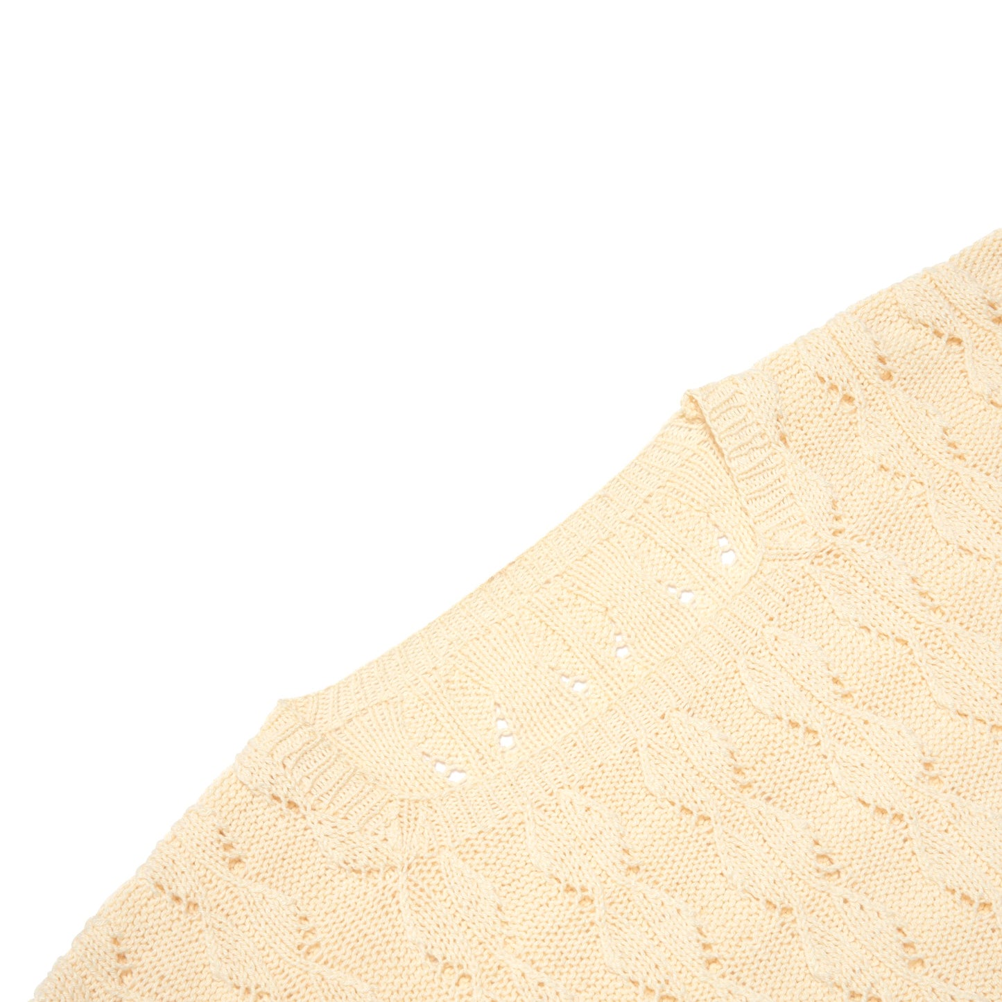 70s Vintage, Hand-Knit, Sculptural Stitchwork, Lace Eyelets