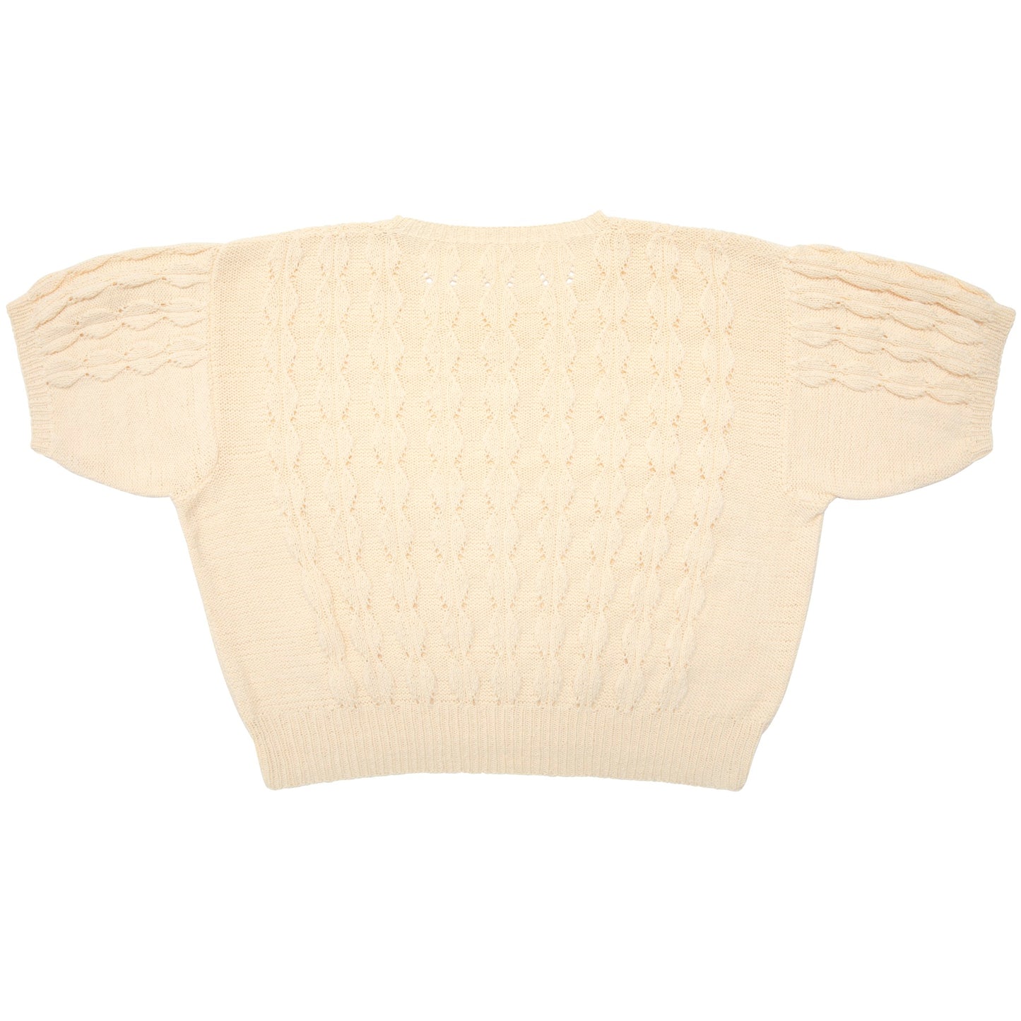 70s Vintage, Hand-Knit, Sculptural Stitchwork, Lace Eyelets