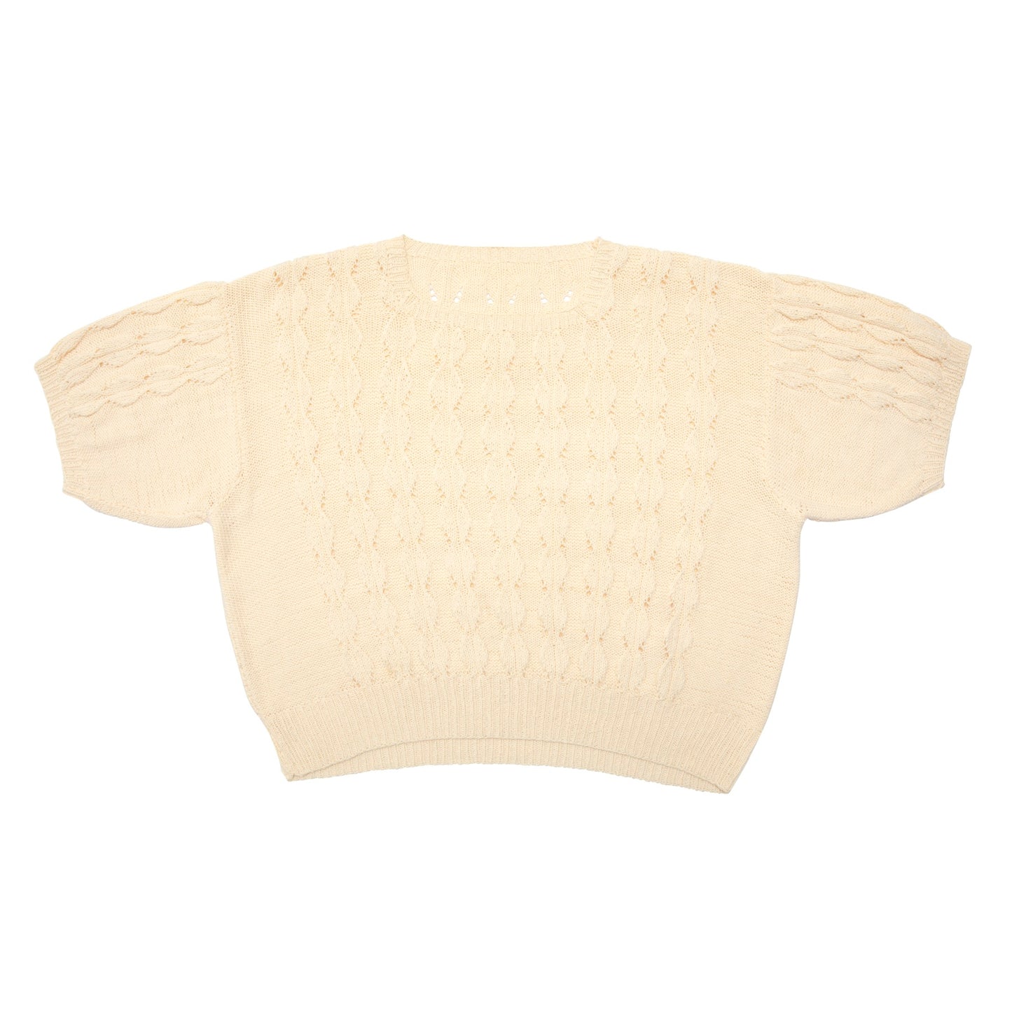 70s Vintage, Hand-Knit, Sculptural Stitchwork, Lace Eyelets