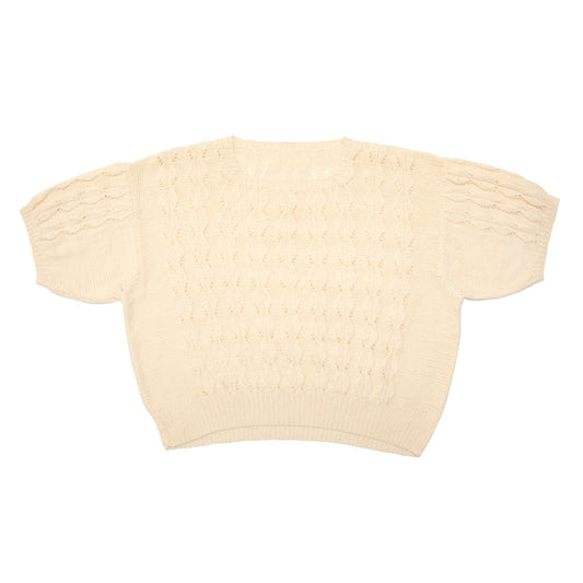 70s Vintage, Hand-Knit, Sculptural Stitchwork, Lace Eyelets