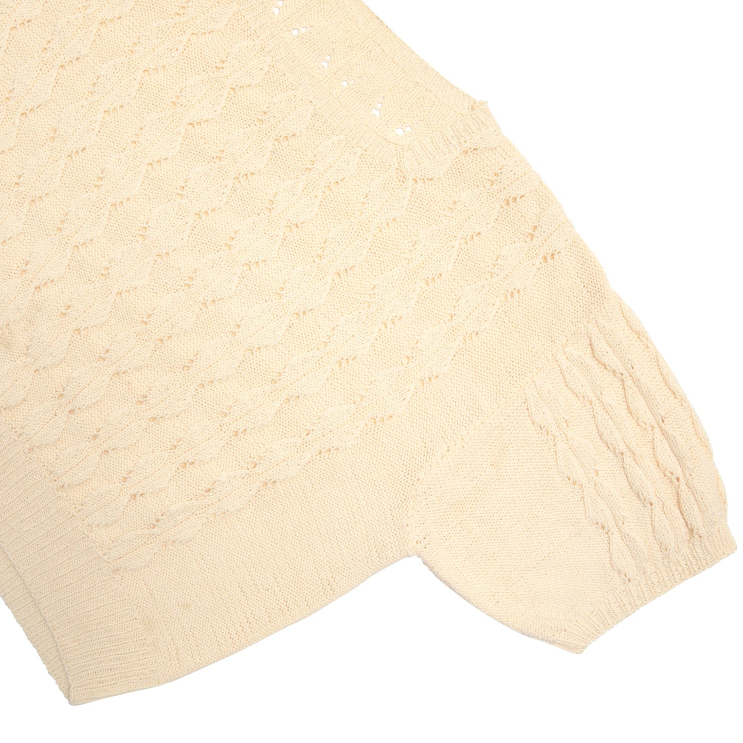 70s Vintage, Hand-Knit, Sculptural Stitchwork, Lace Eyelets