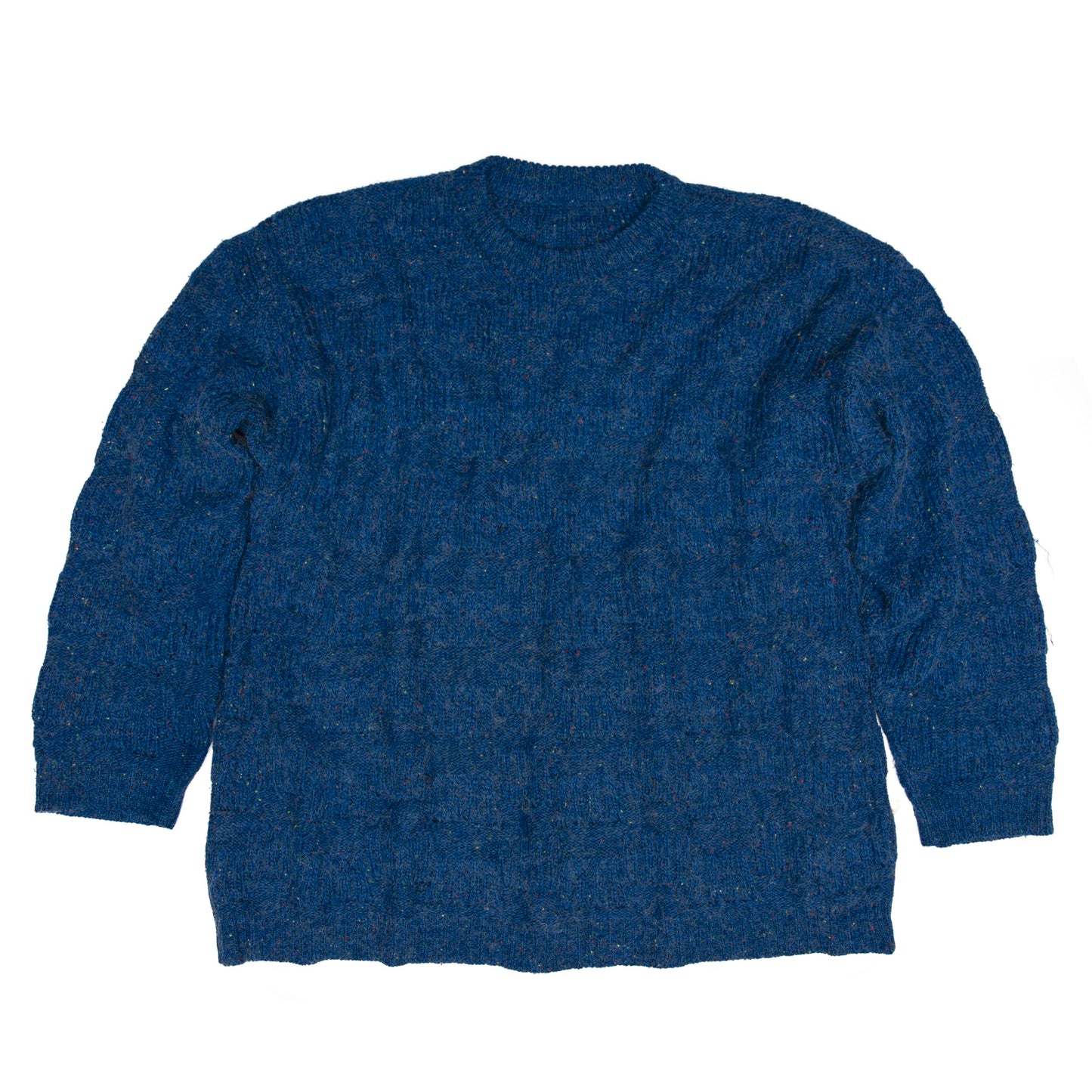 Tweed Yarn Basketweave Stitch Crewneck Jumper