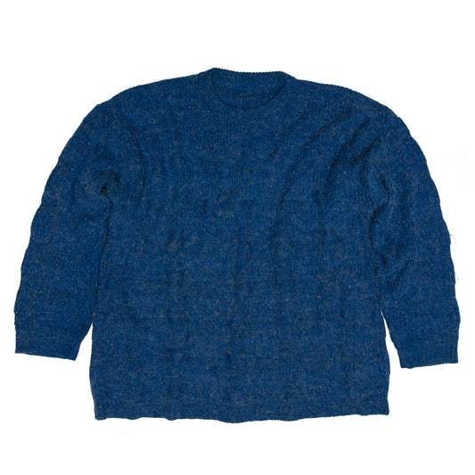 Tweed Yarn Basketweave Stitch Crewneck Jumper
